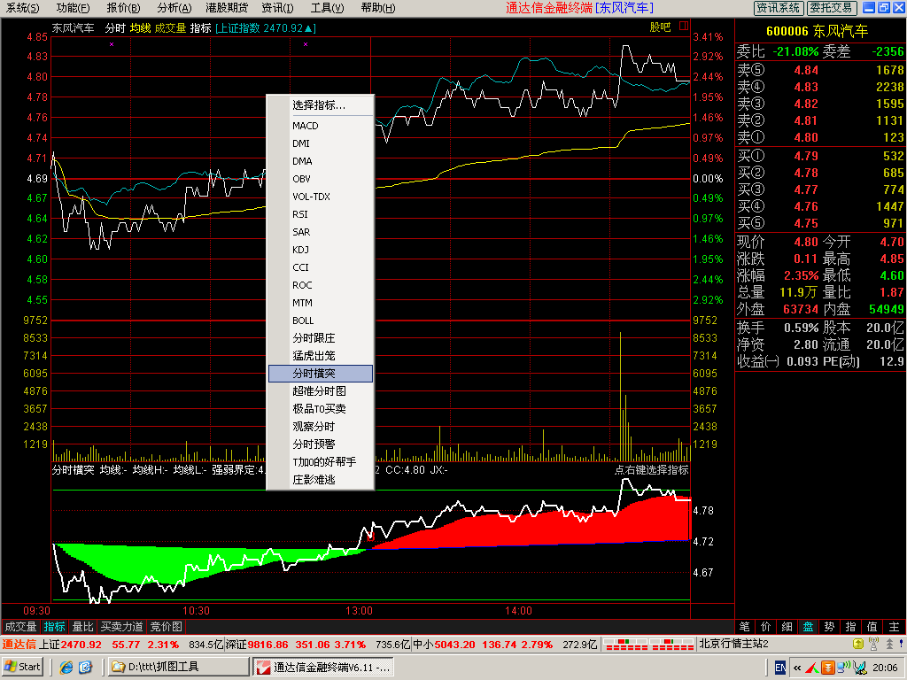 新版通达信软件已可使用分时指标