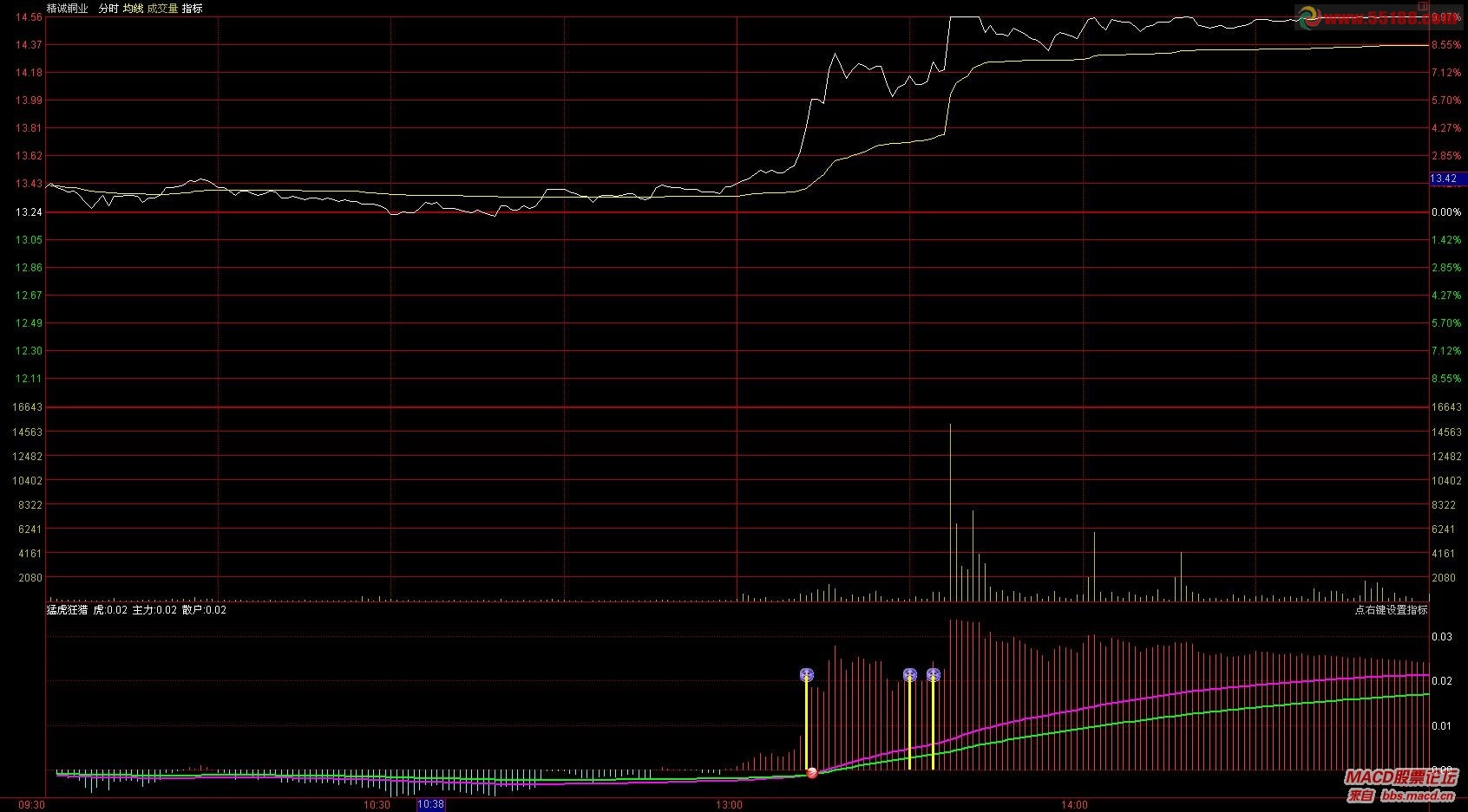 通达信抓涨停分时指标公式含预警公式