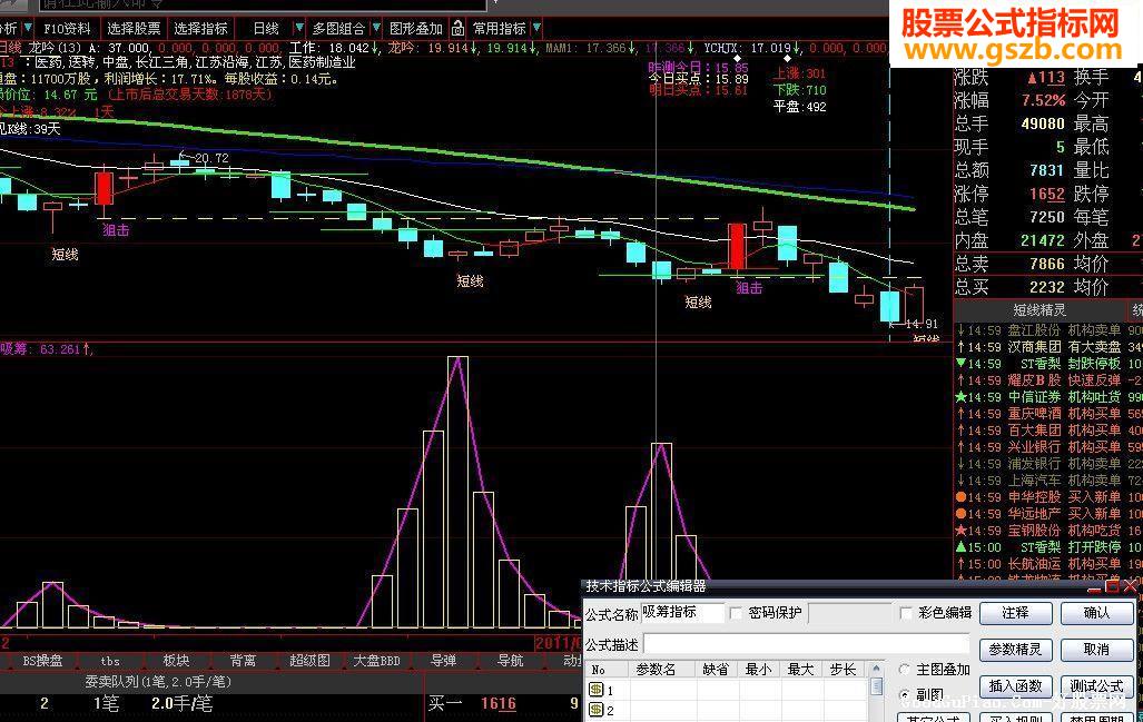大智慧吸筹指标正版副图源码