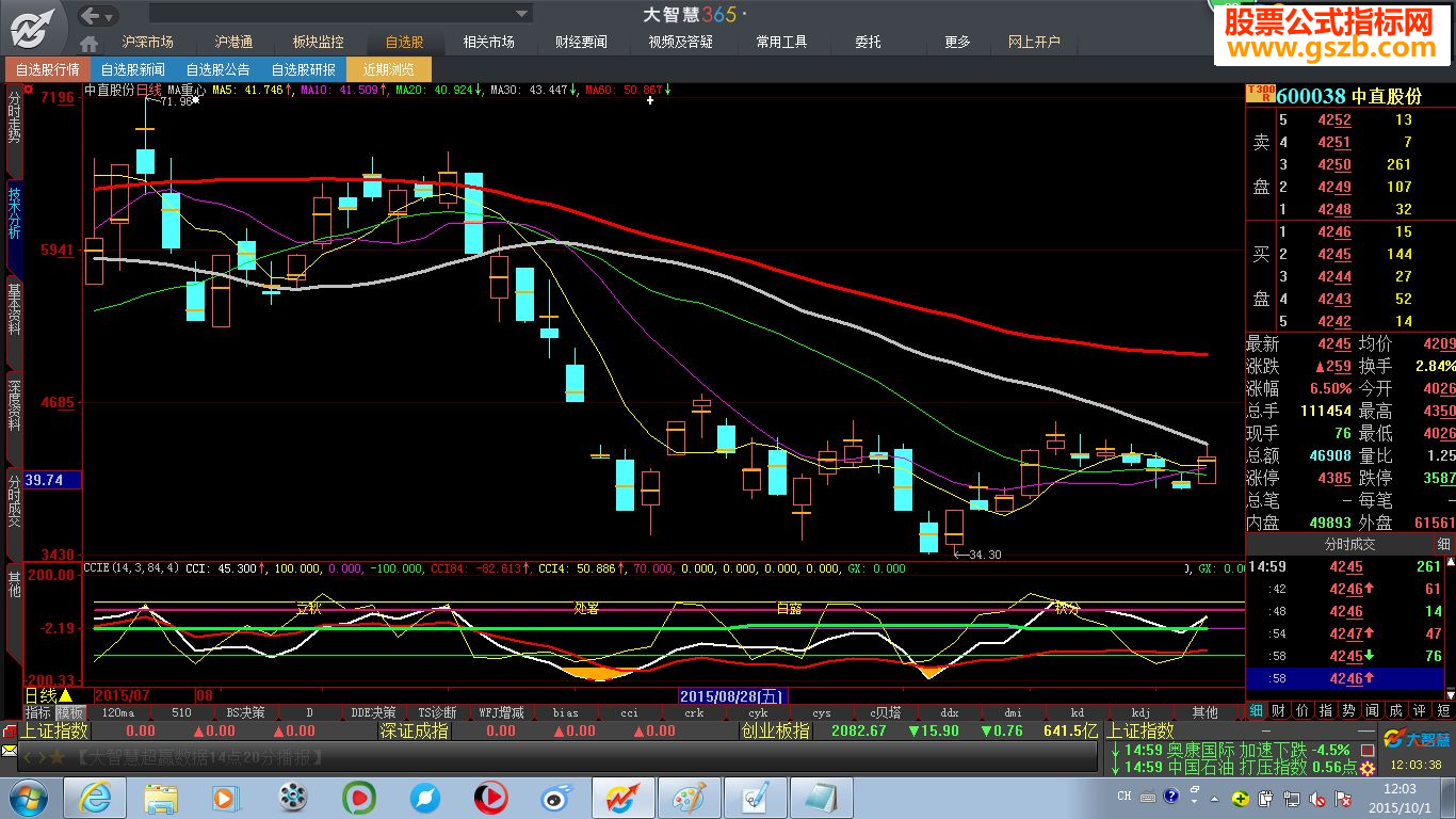 大智慧重心k线指标主图贴图