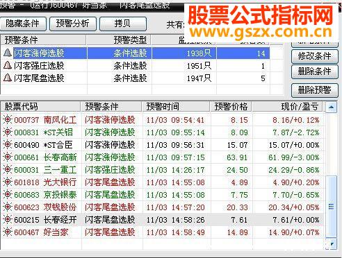 大智慧L2预警指标三剑齐送选股公式