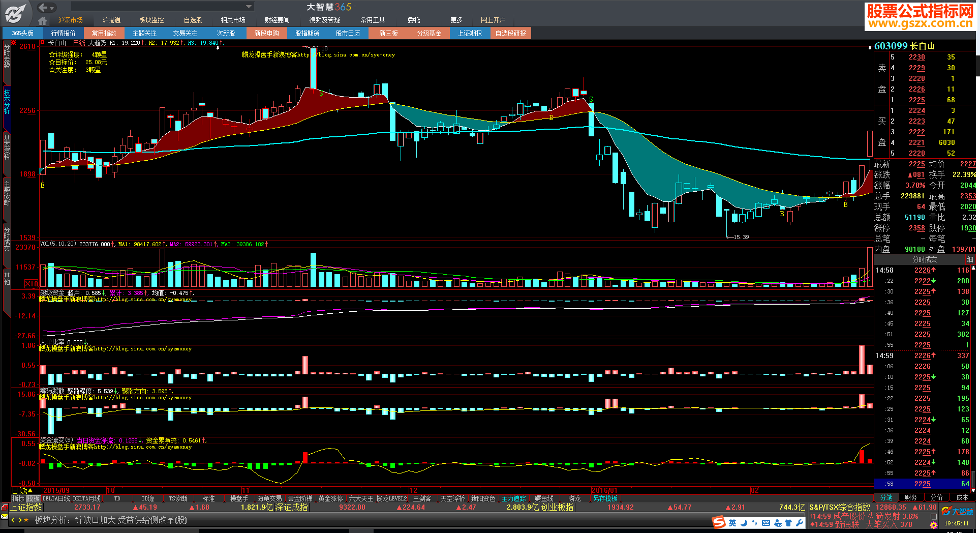 用大智慧“云函数”编写的筹码聚散和资金流变（指标 副图 贴图）