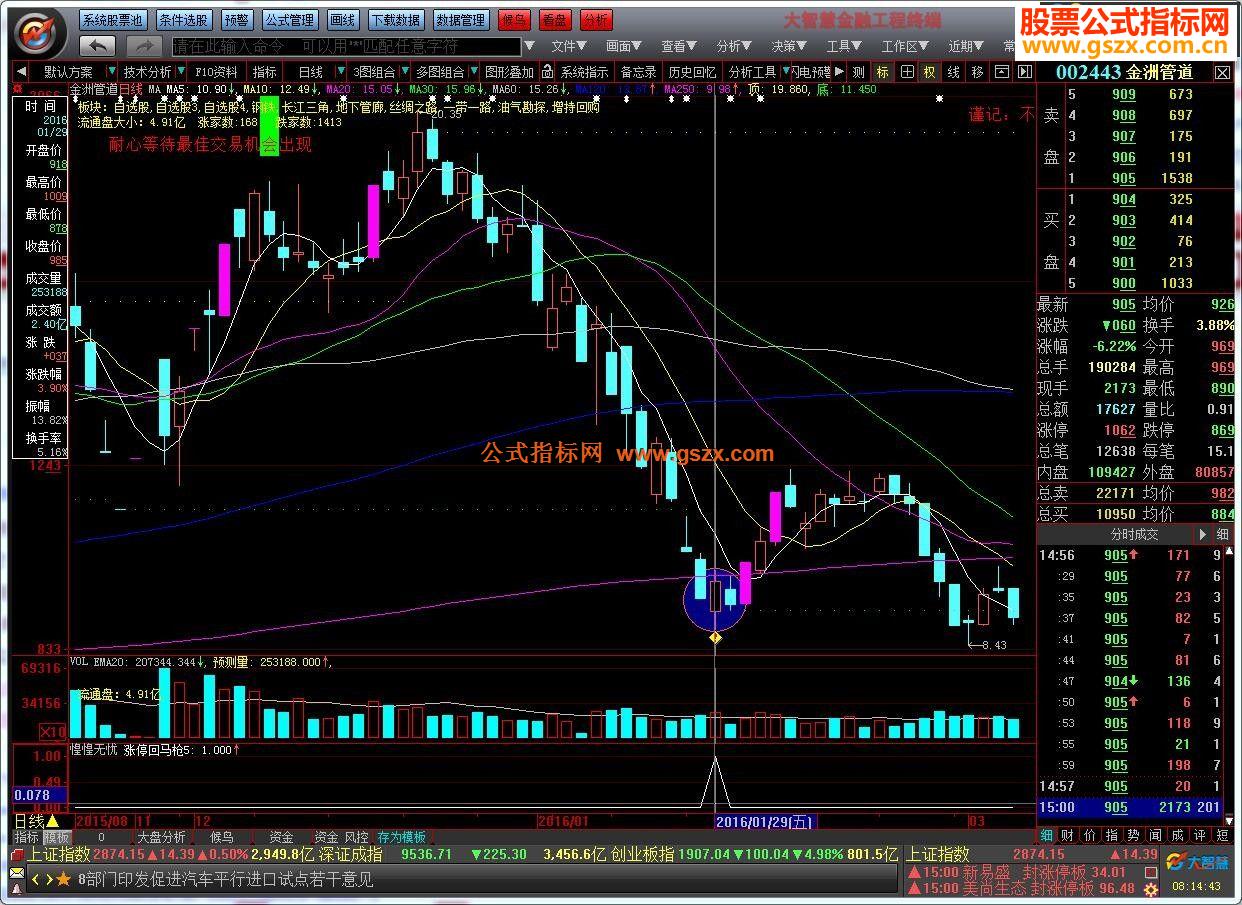 大智慧涨停回马枪系列五 惶惶无忧股灾中成功率100%的选股指标通达信通用）