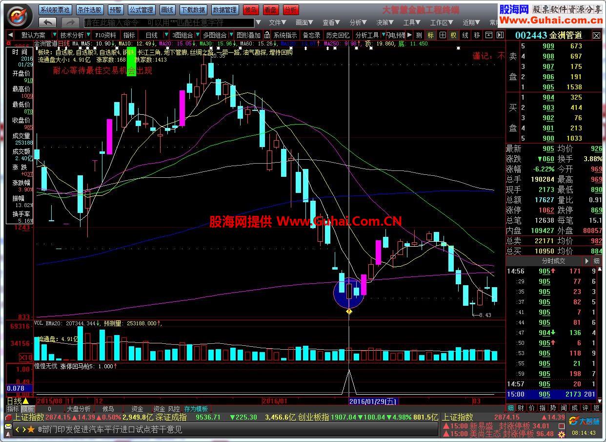 大智慧版涨停回马枪系 惶惶无忧 股灾中成功率100%的选股指标