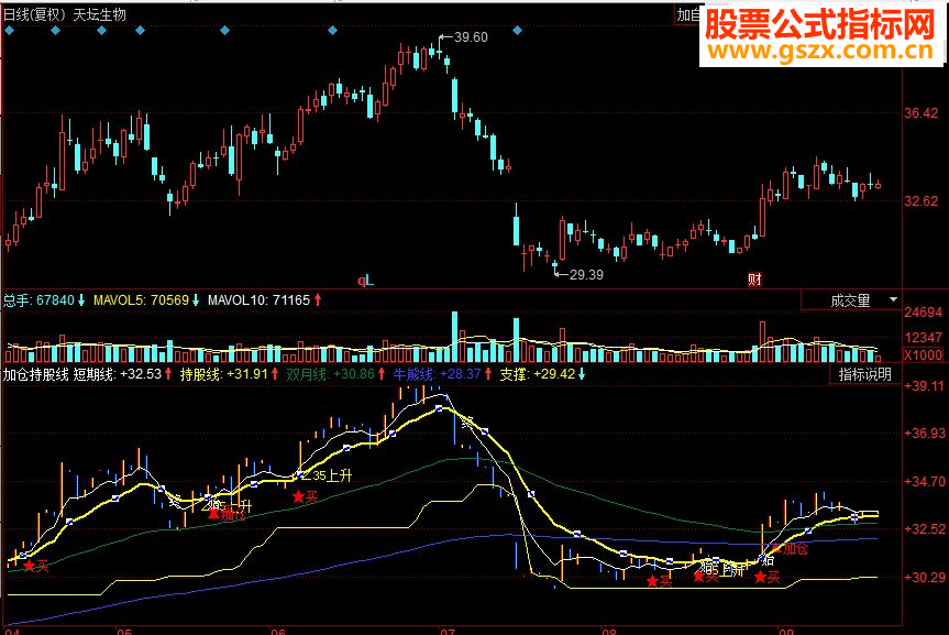 同花顺加仓持股线副图源码