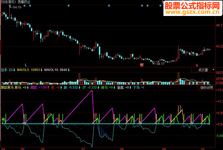 同花顺 跟踪黑马副图源码