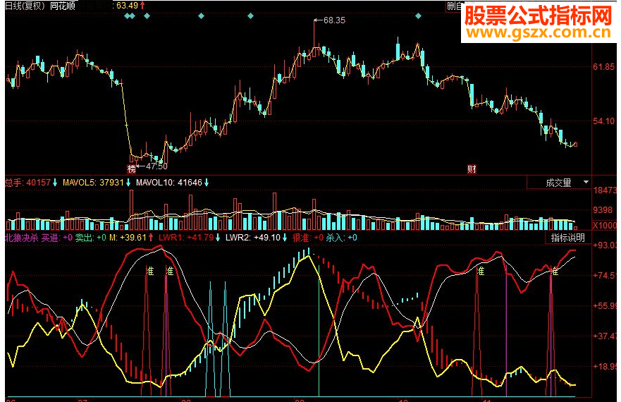 同花顺北狼决杀副图源码