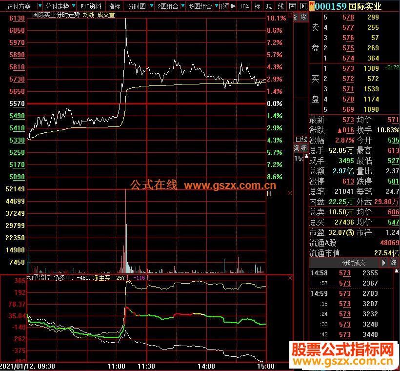 大智慧动量监控分时副图指标 源码无未来