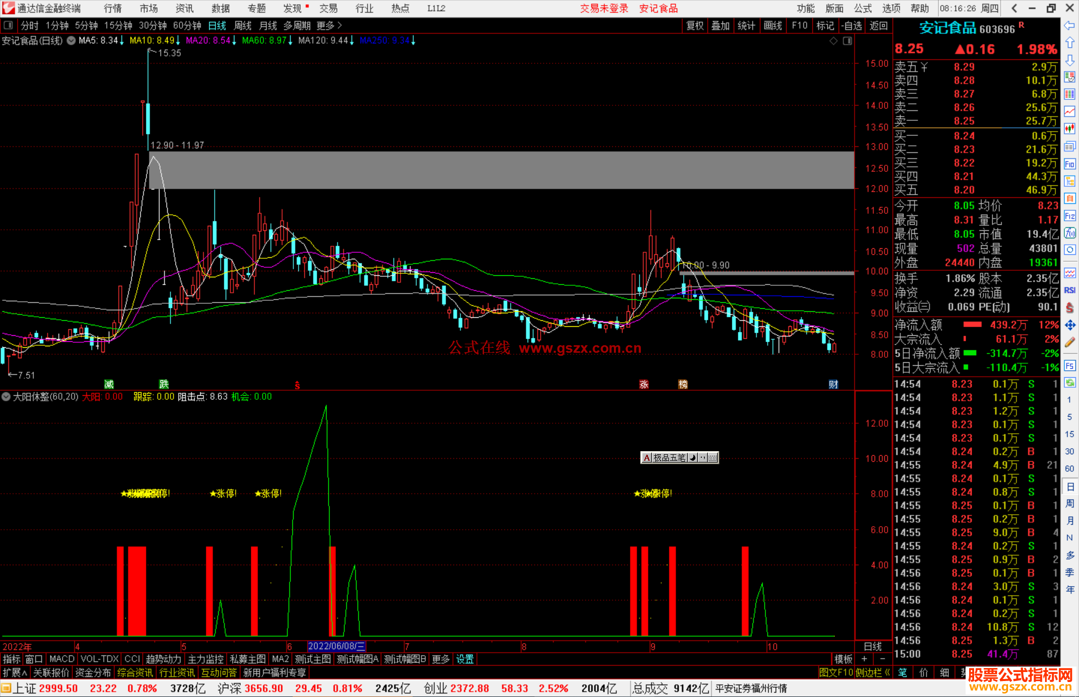通达信大阳休整指标公式源码副图