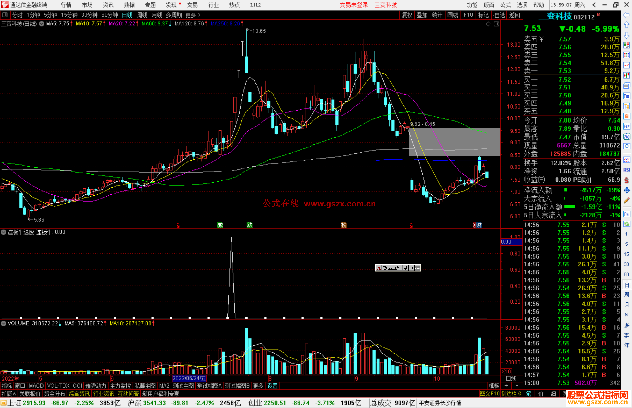 通达信连板牛选股指标公式源码副图