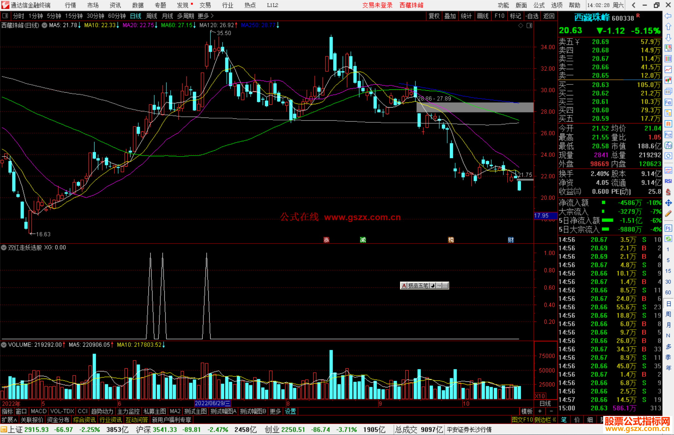 通达信双红走妖选股指标公式源码副图