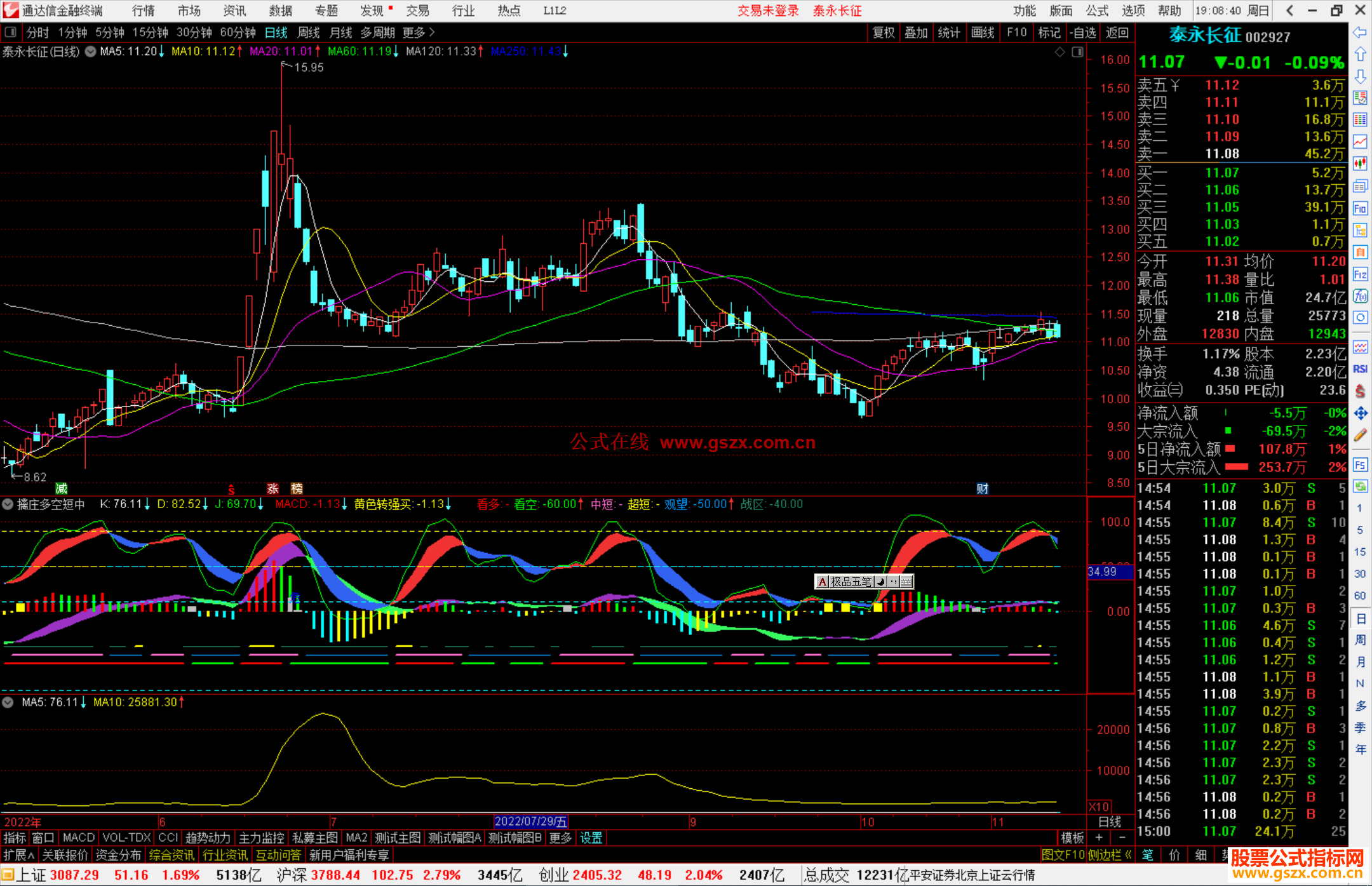 通达信擒庄多空短中指标公式源码副图