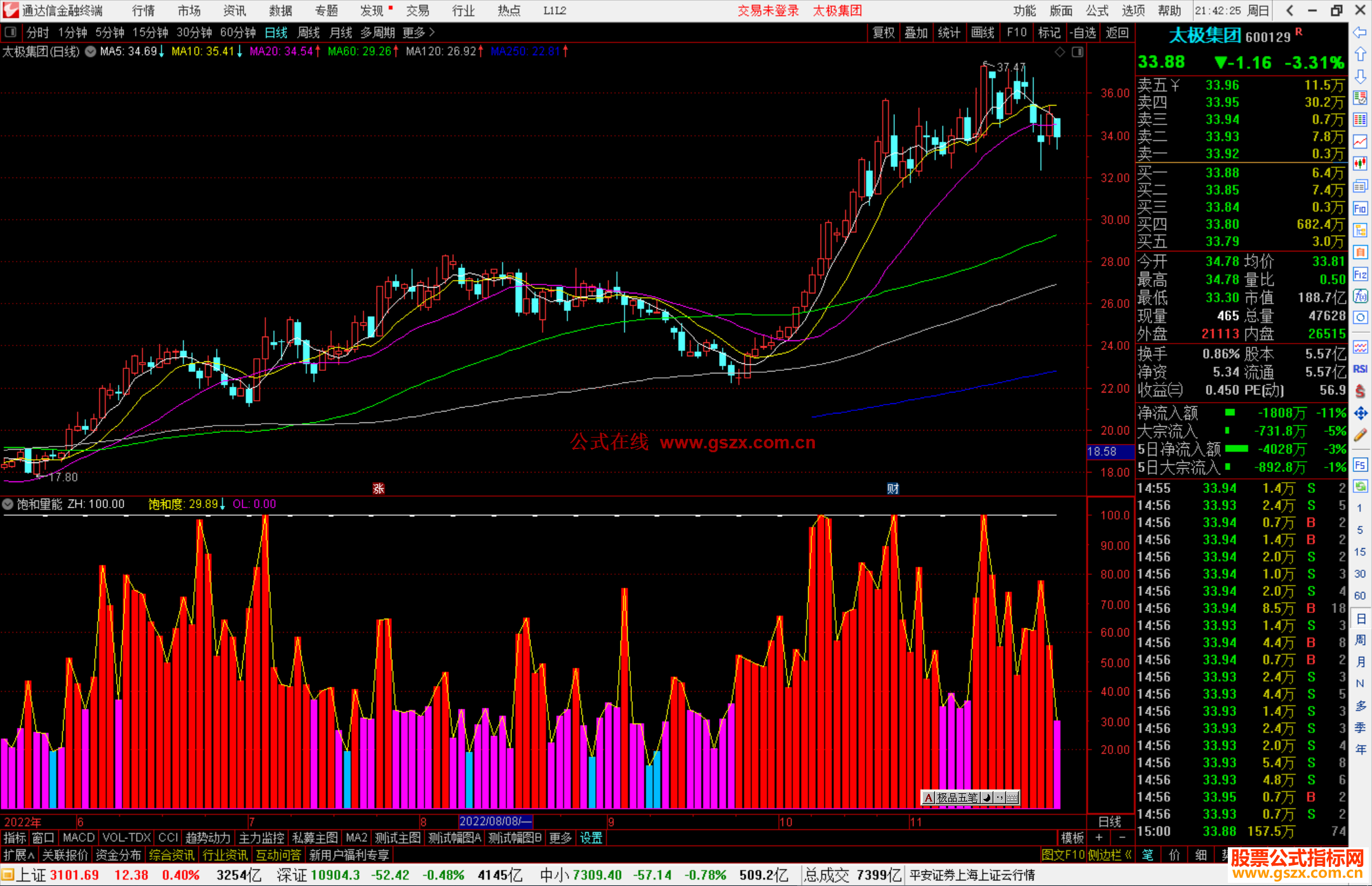通达信饱和量能指标公式源码副图