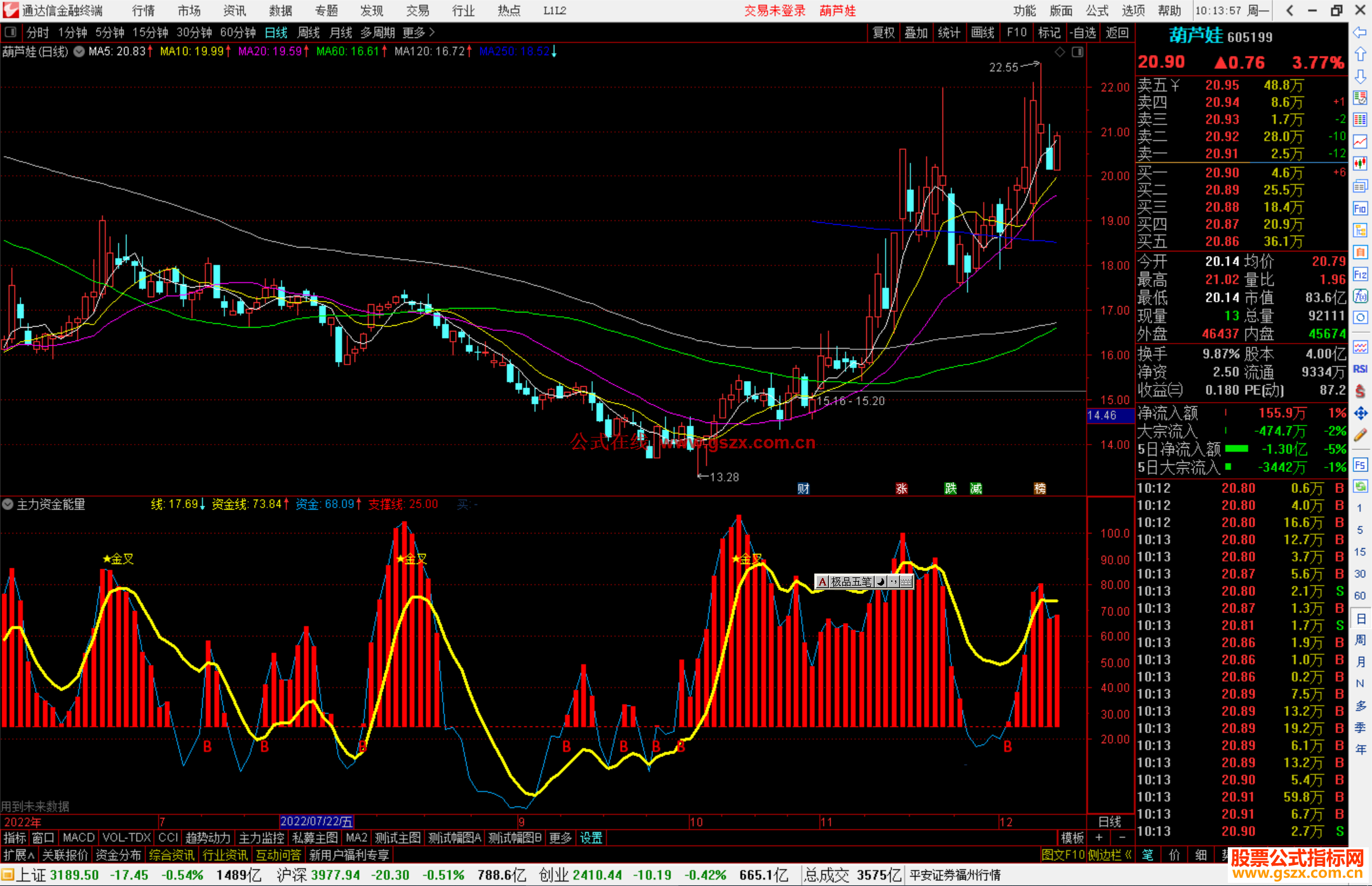 通达信主力资金能量柱副图指标公式源码