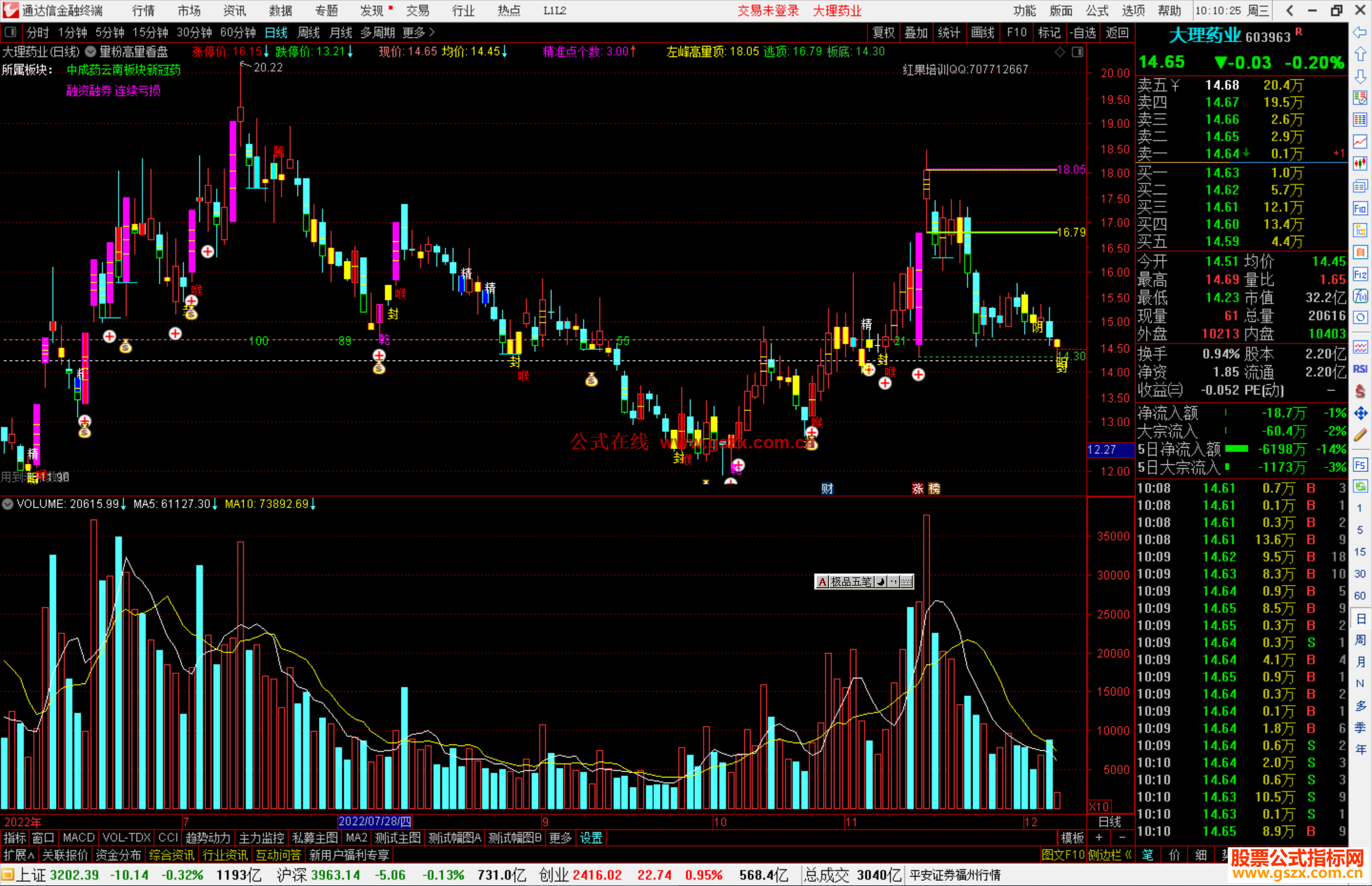 通达信量粉高量看盘主图源码主图