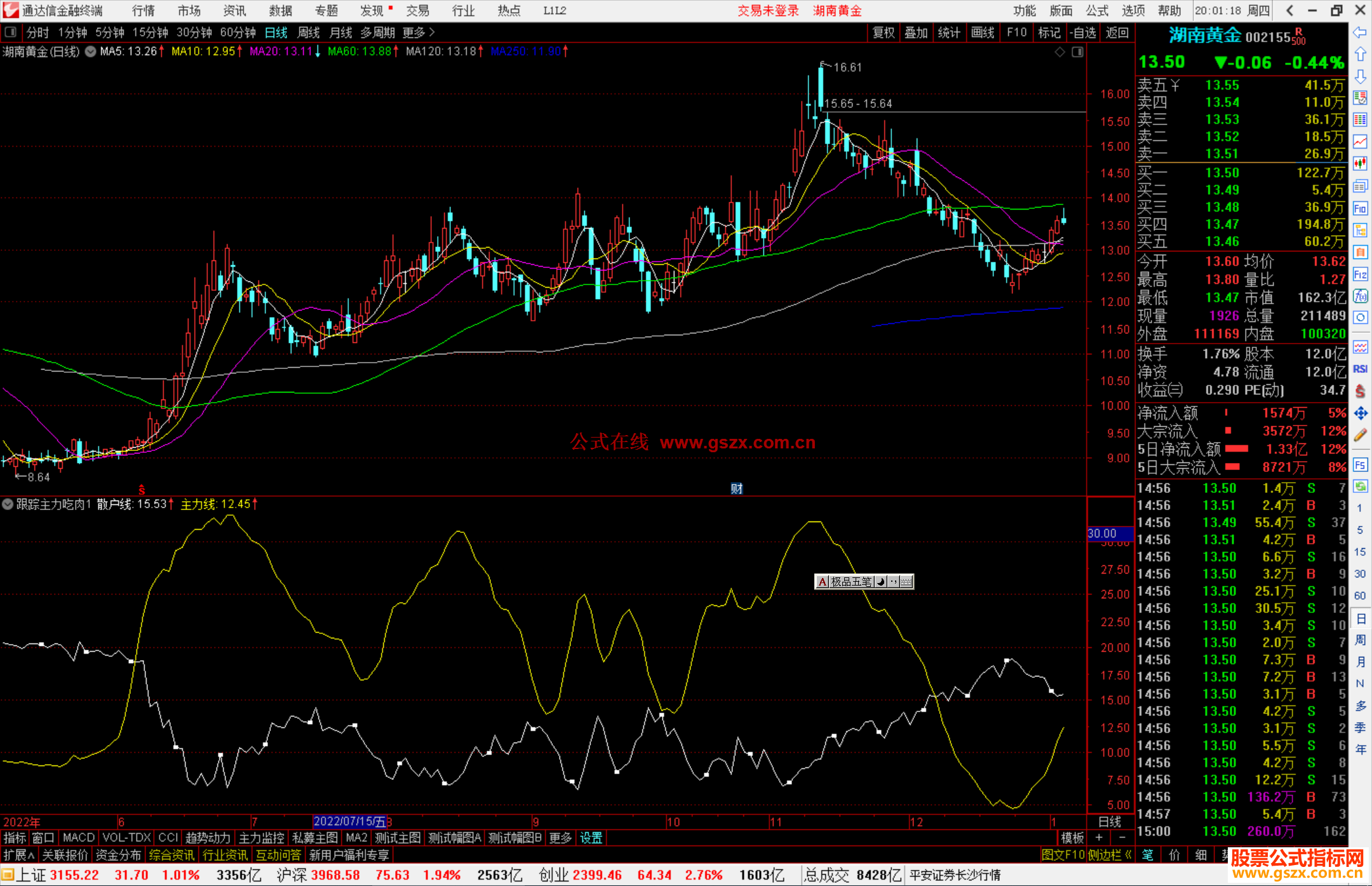 通达信跟踪主力吃肉指标公式源码