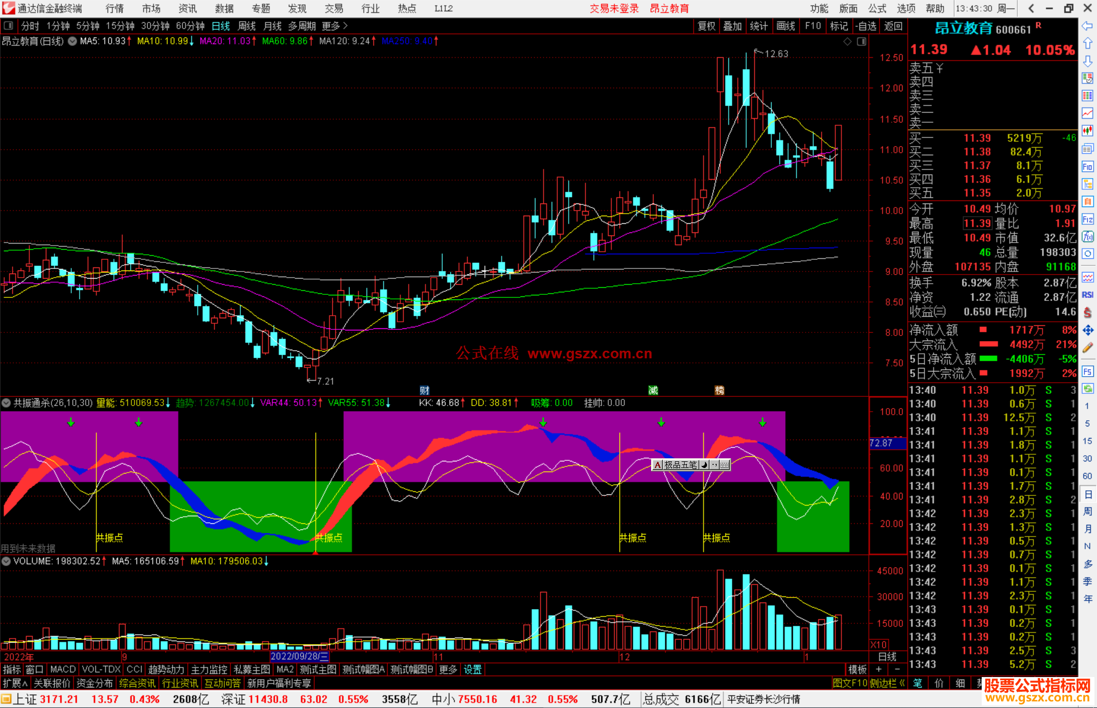 通达信共振通杀指标公式源码副图