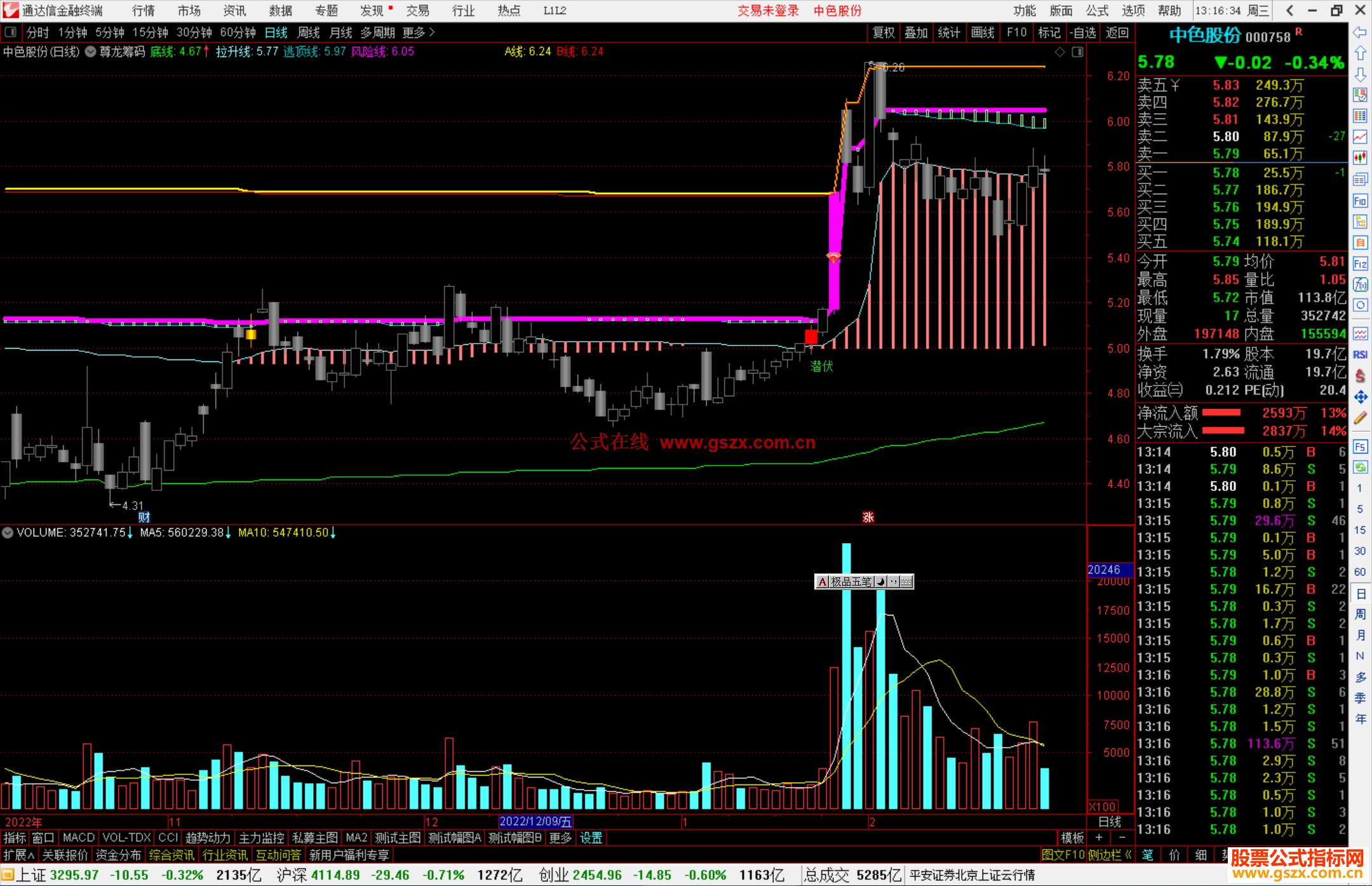 通达信尊龙筹码主图指标公式源码