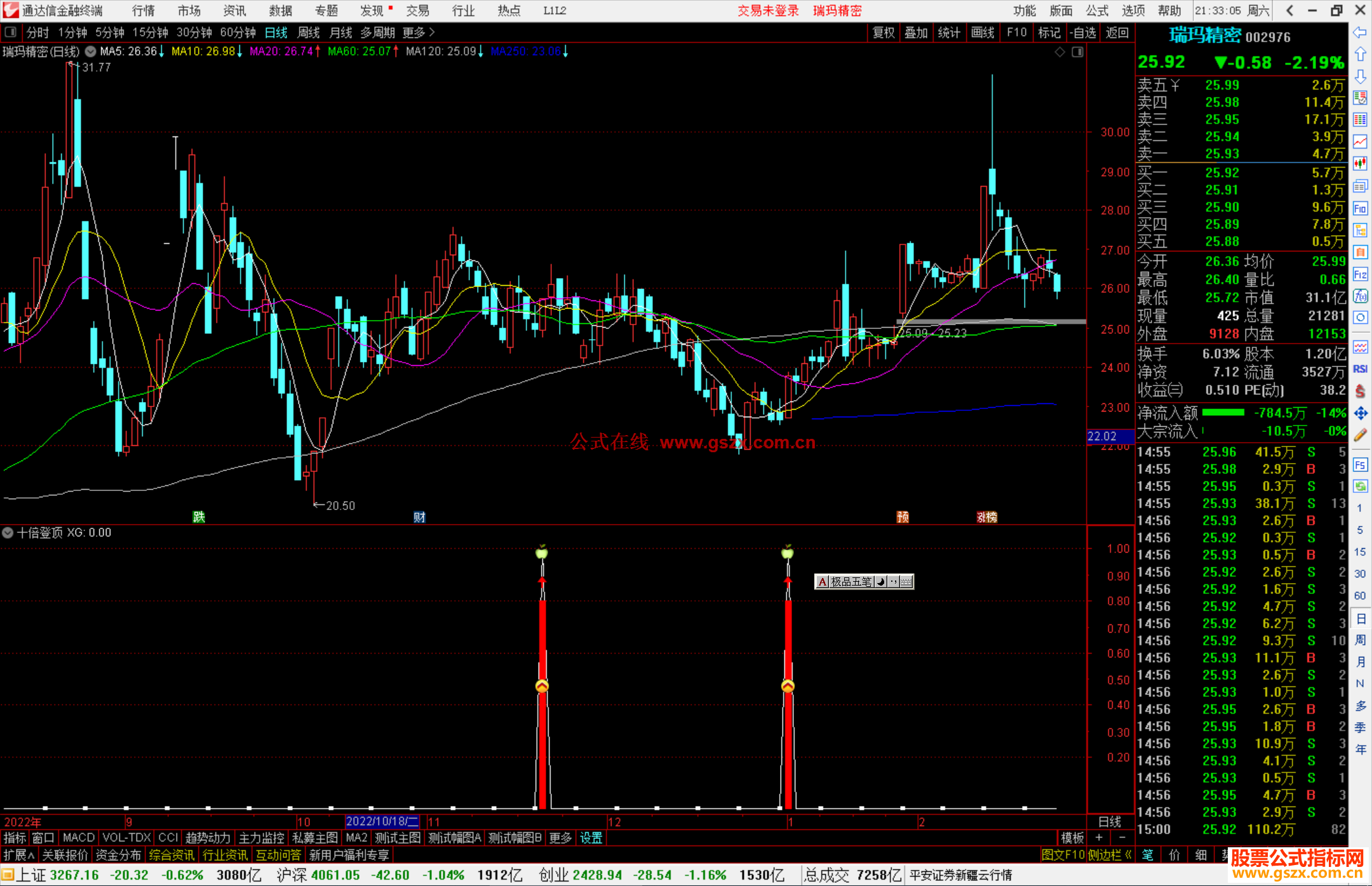 通达信十倍登顶指标公式源码