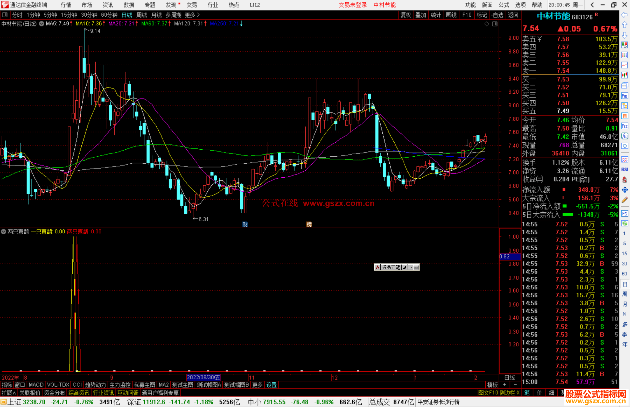 通达信两只喜鹊指标公式源码副图