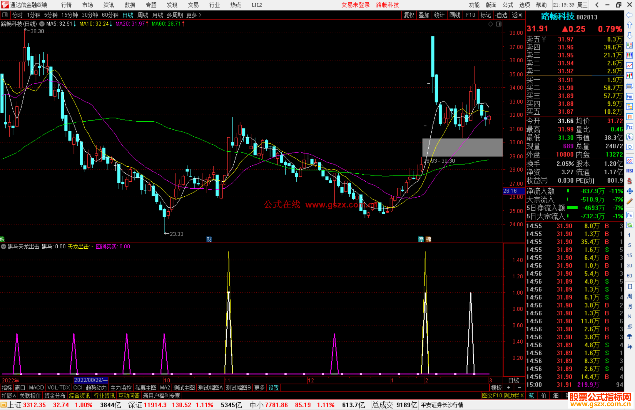 通达信黑马天龙出击指标公式源码