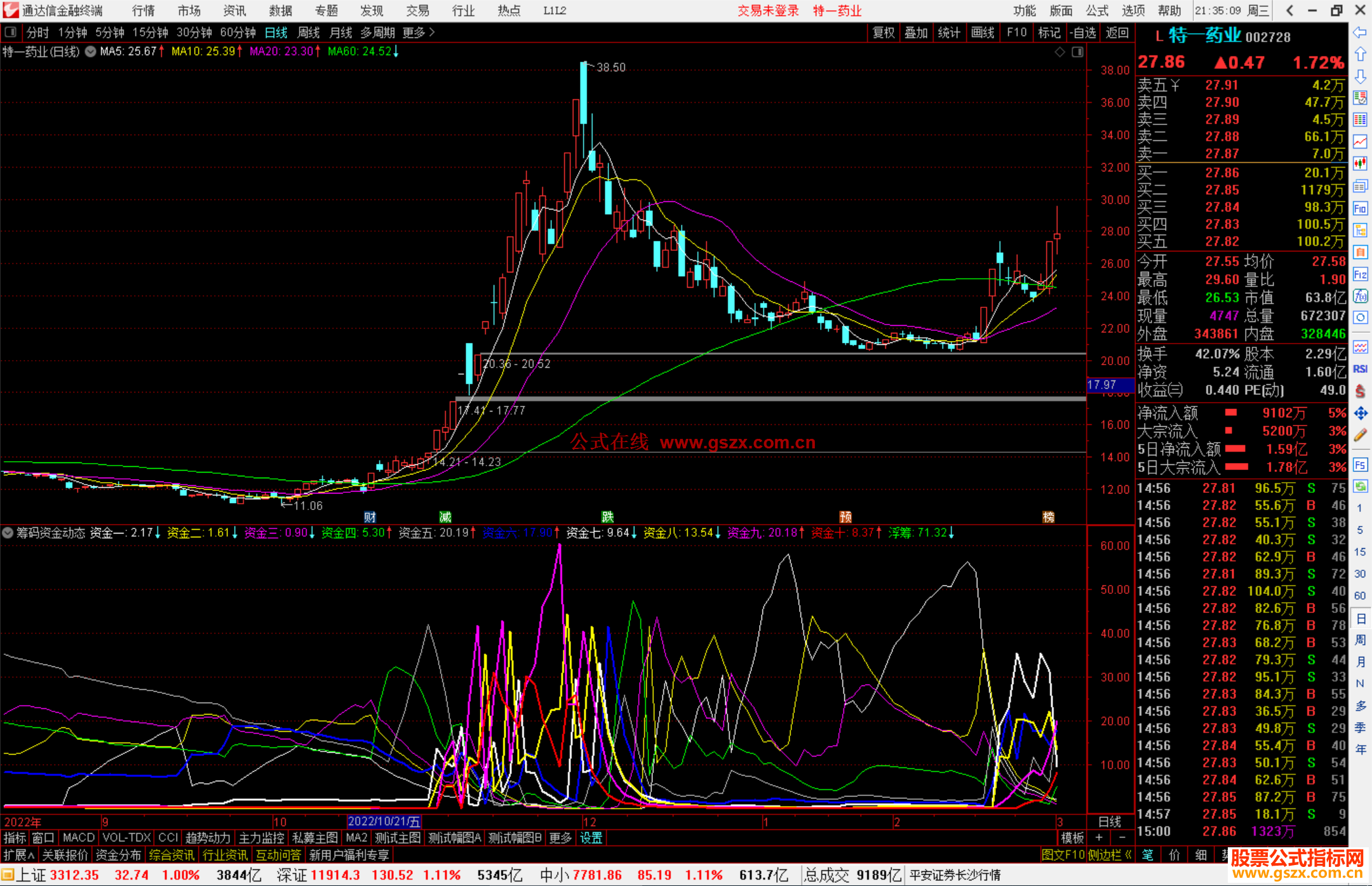 通达信筹码资金动态指标公式源码