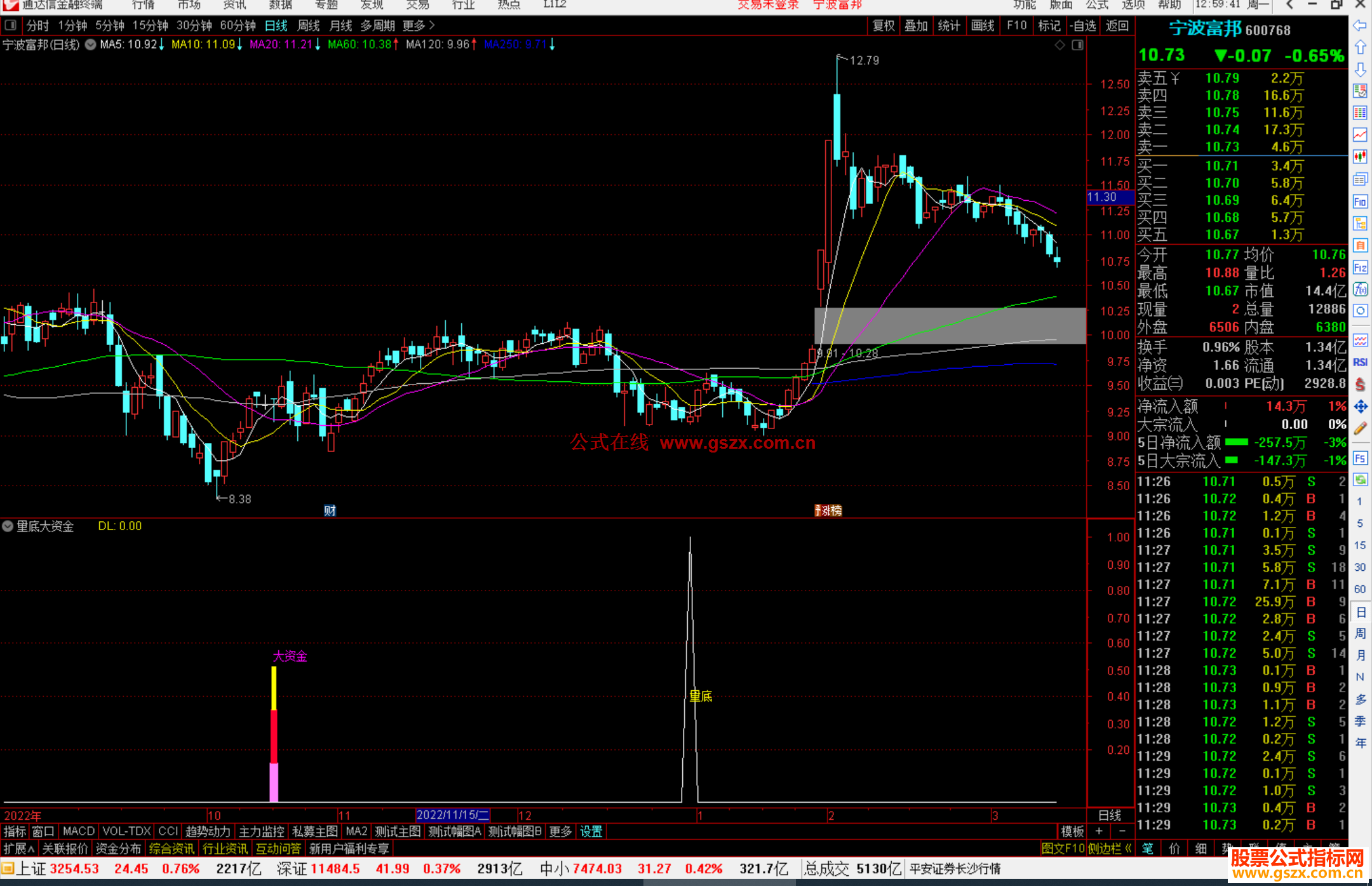 通达信量底大资金副图指标抄底类指标