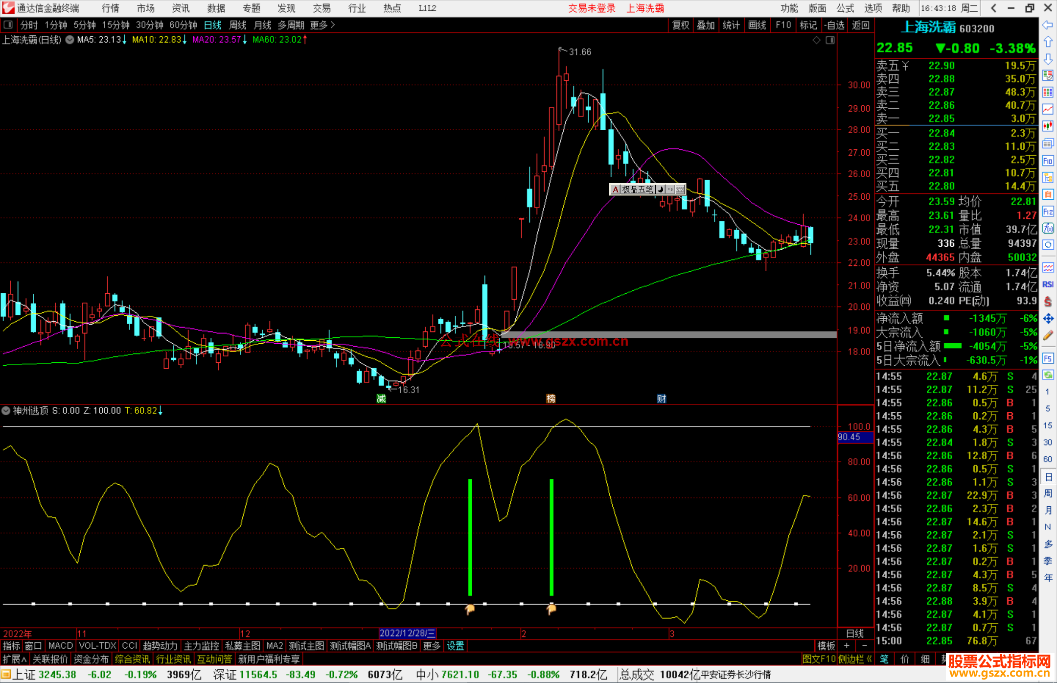 通达信神州逃顶指标公式源码