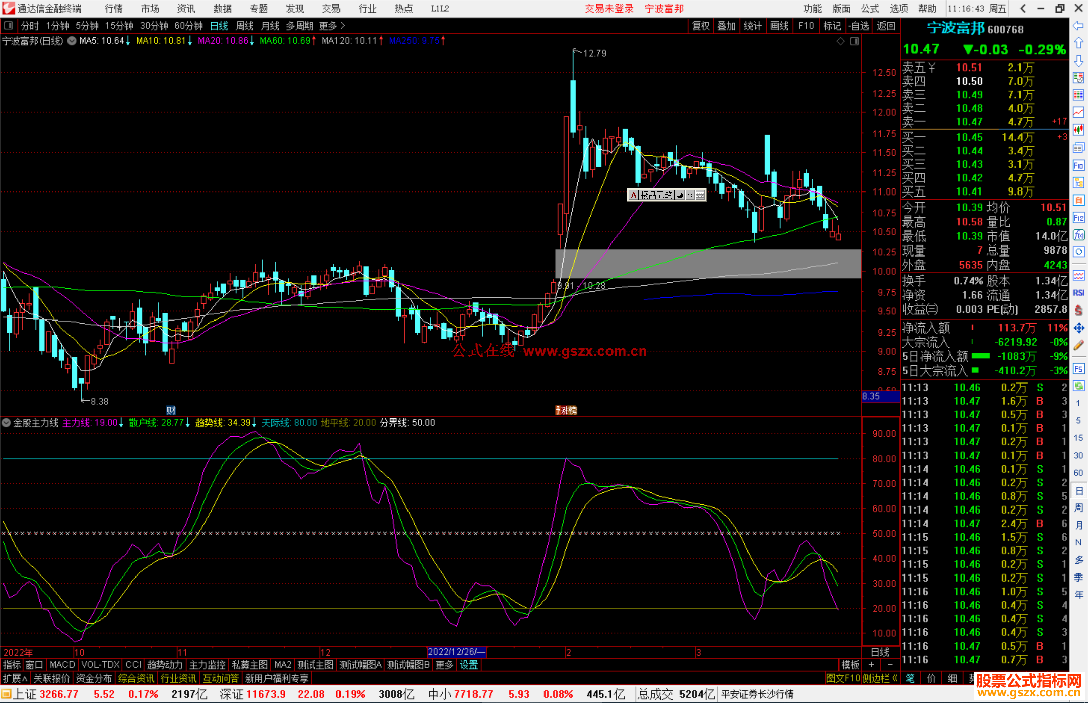 通达信金股主力线指标公式源码