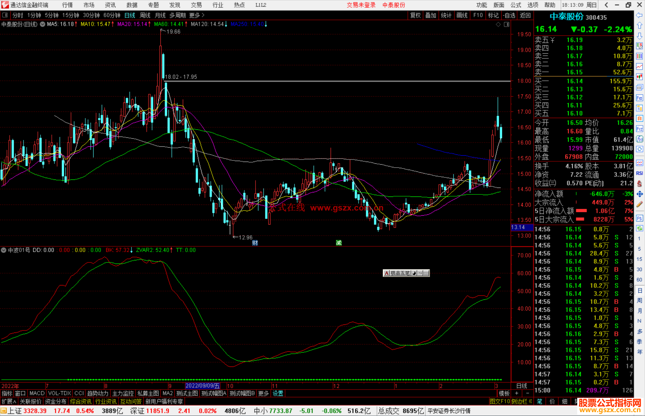 通达信中波01号指标公式源码副图