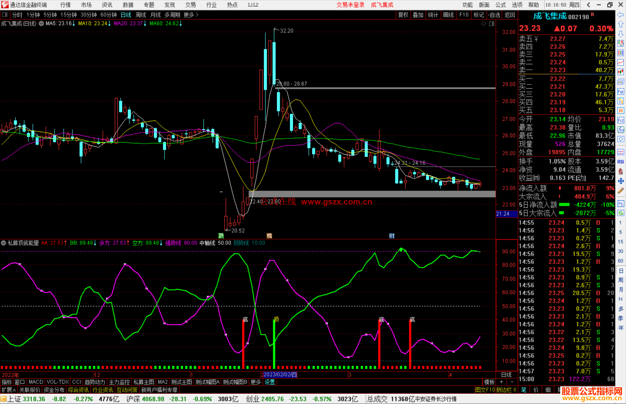 通达信私募顶底能量指标公式源码副图