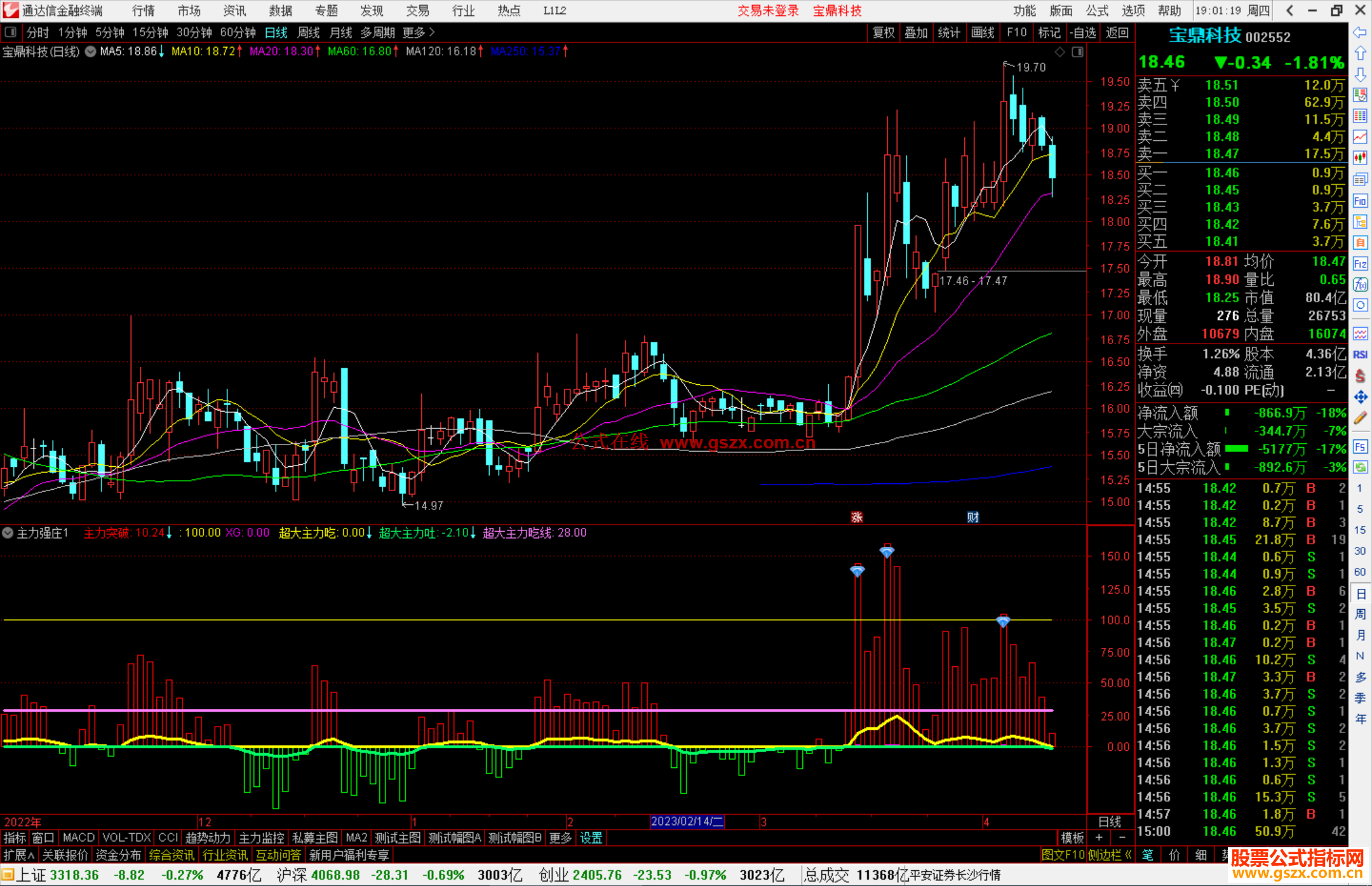 通达信主力强庄副图指标公式源码