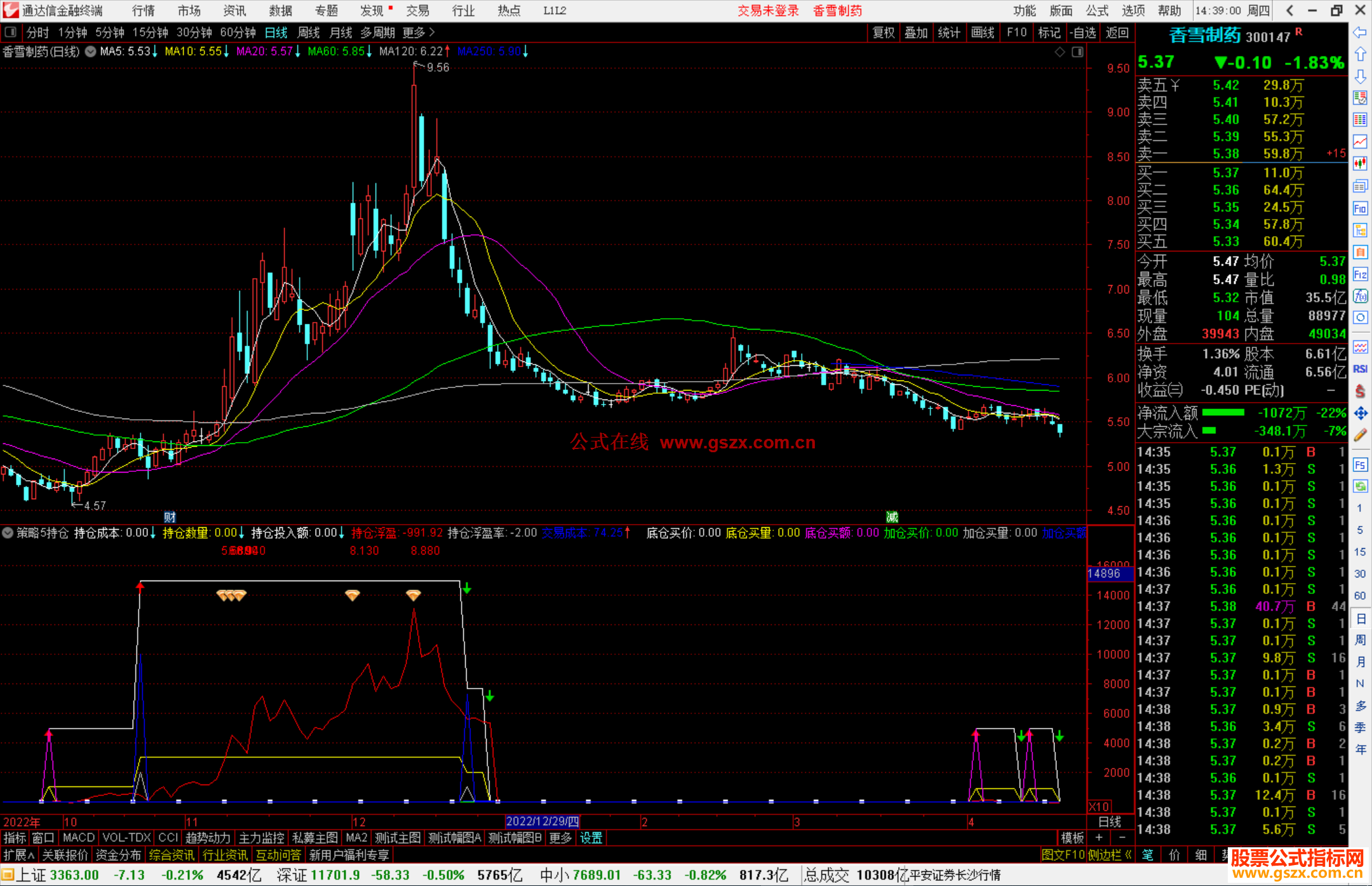通达信策略5持仓指标公式源码副图