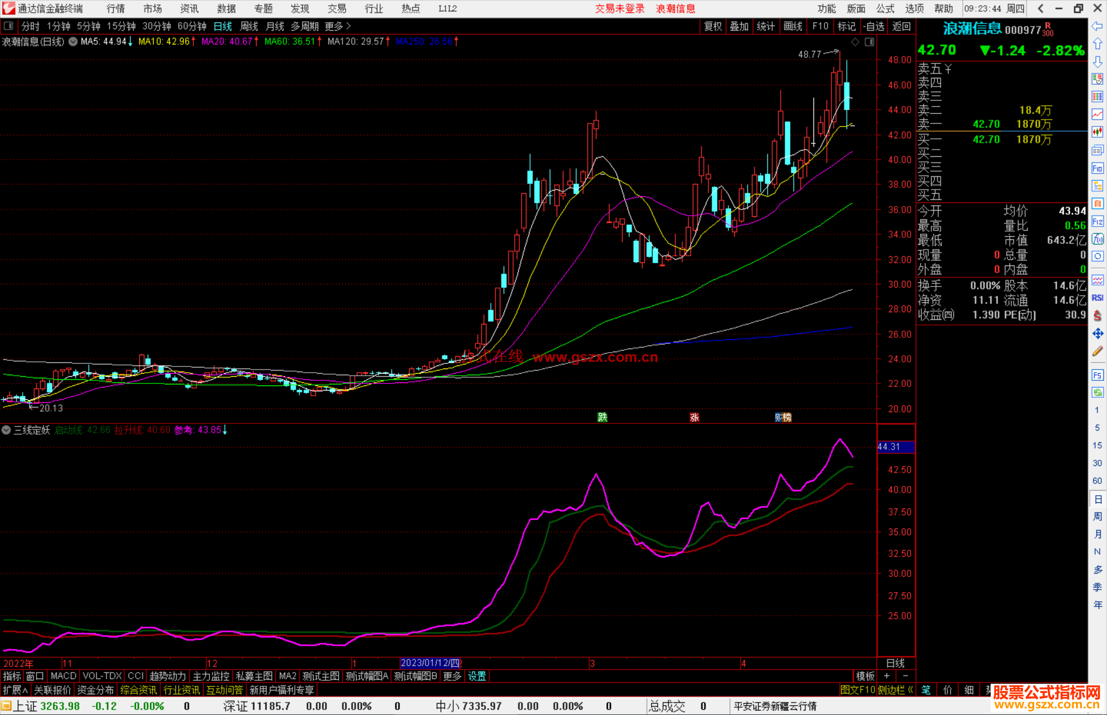 通达信三线定妖指标公式源码副图