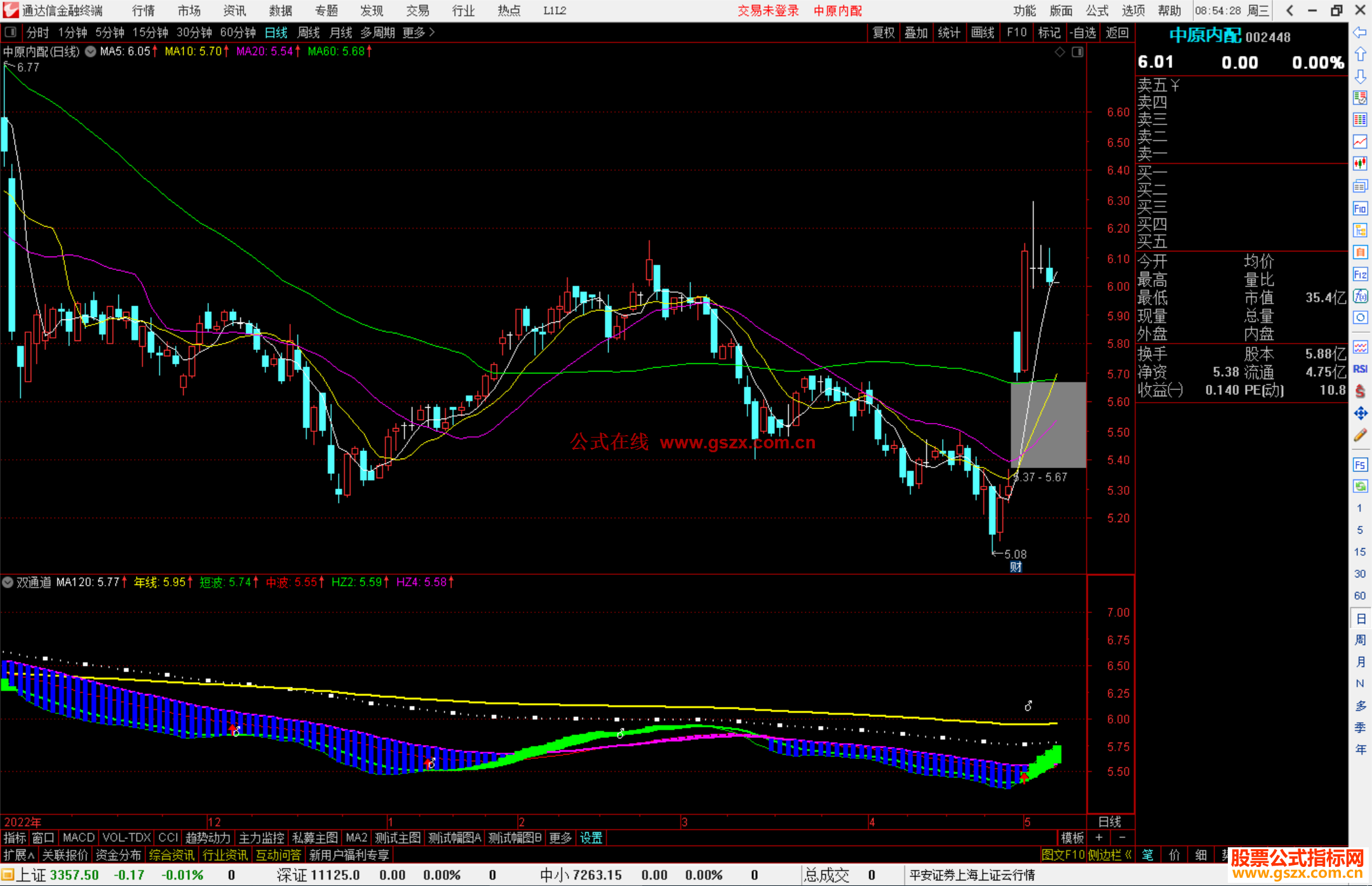 通达信散户搏庄双通道副图+选股公式源码