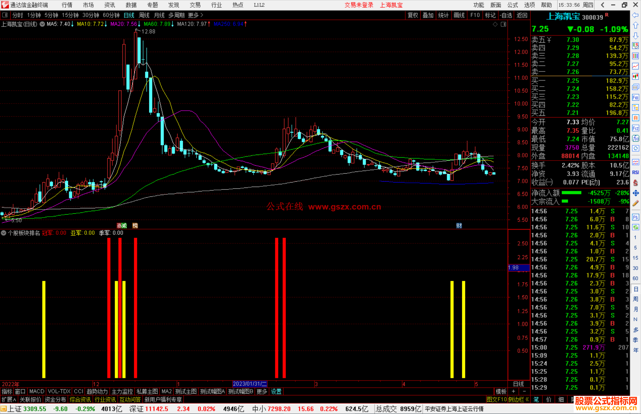 通达信个股板块排名指标公式源码副图