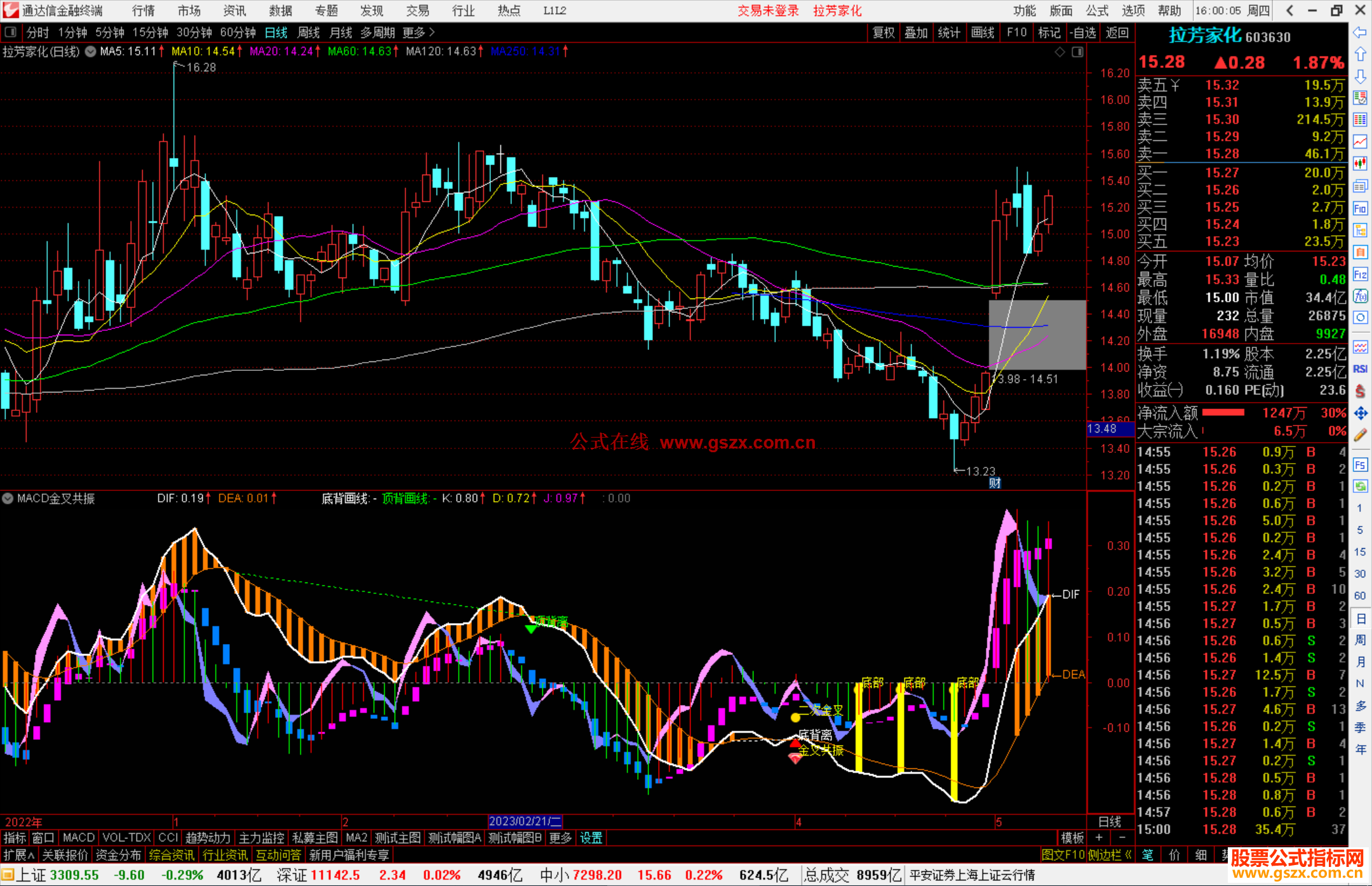 通达信MACD金叉共振副图指标公式源码