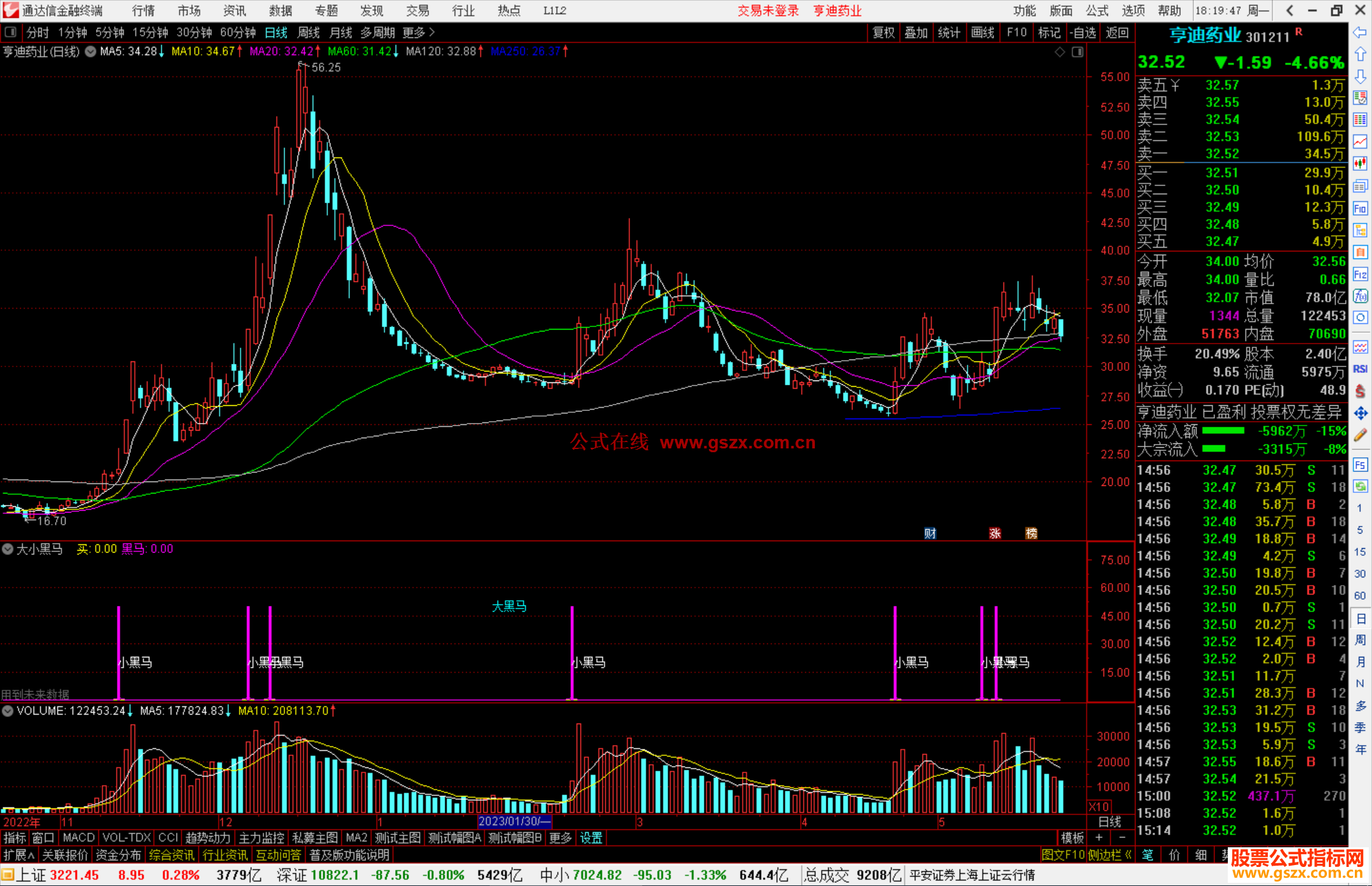 通达信大小黑马指标公式源码副图