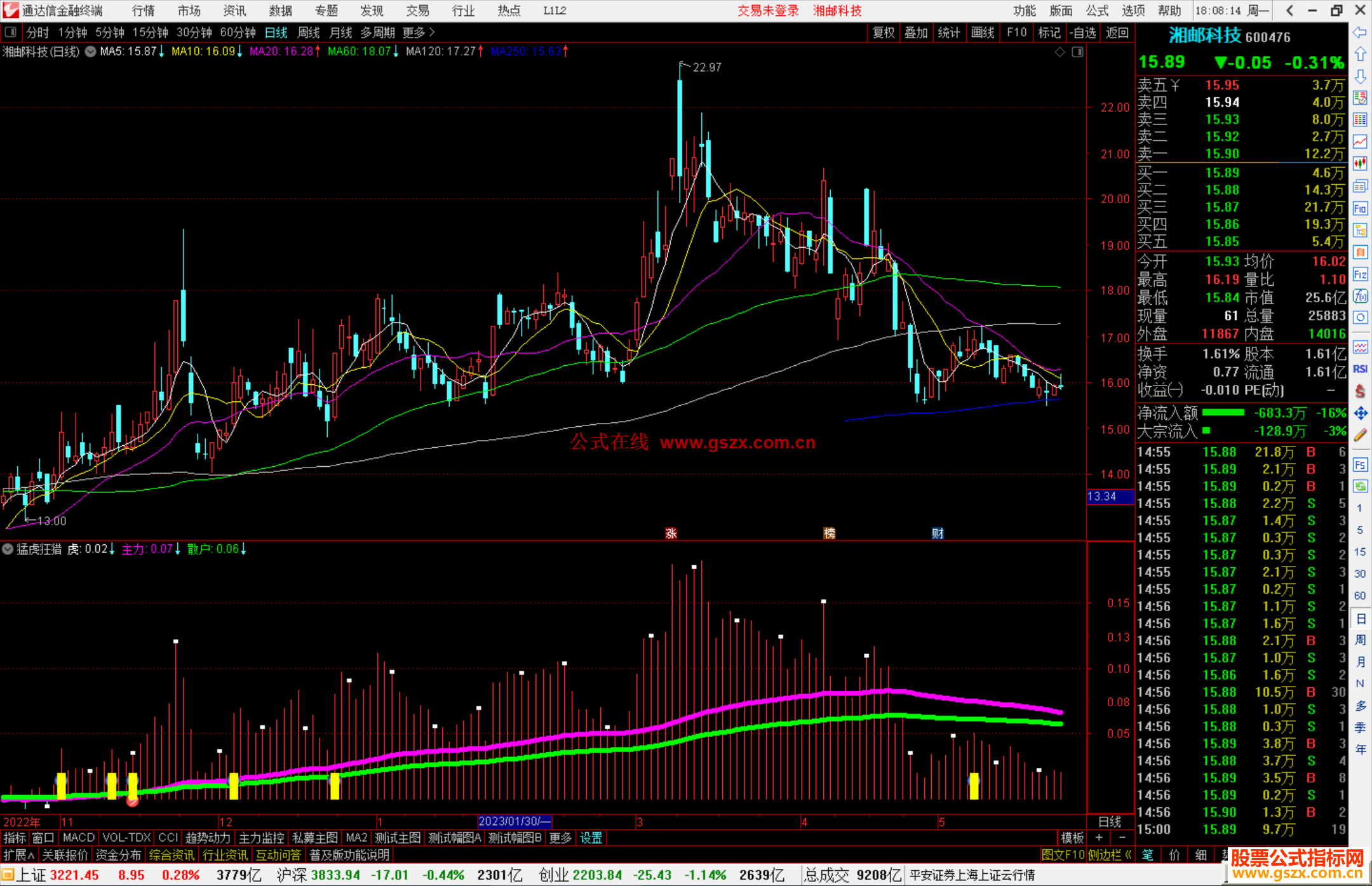 通达信猛虎狂猎指标公式源码副图