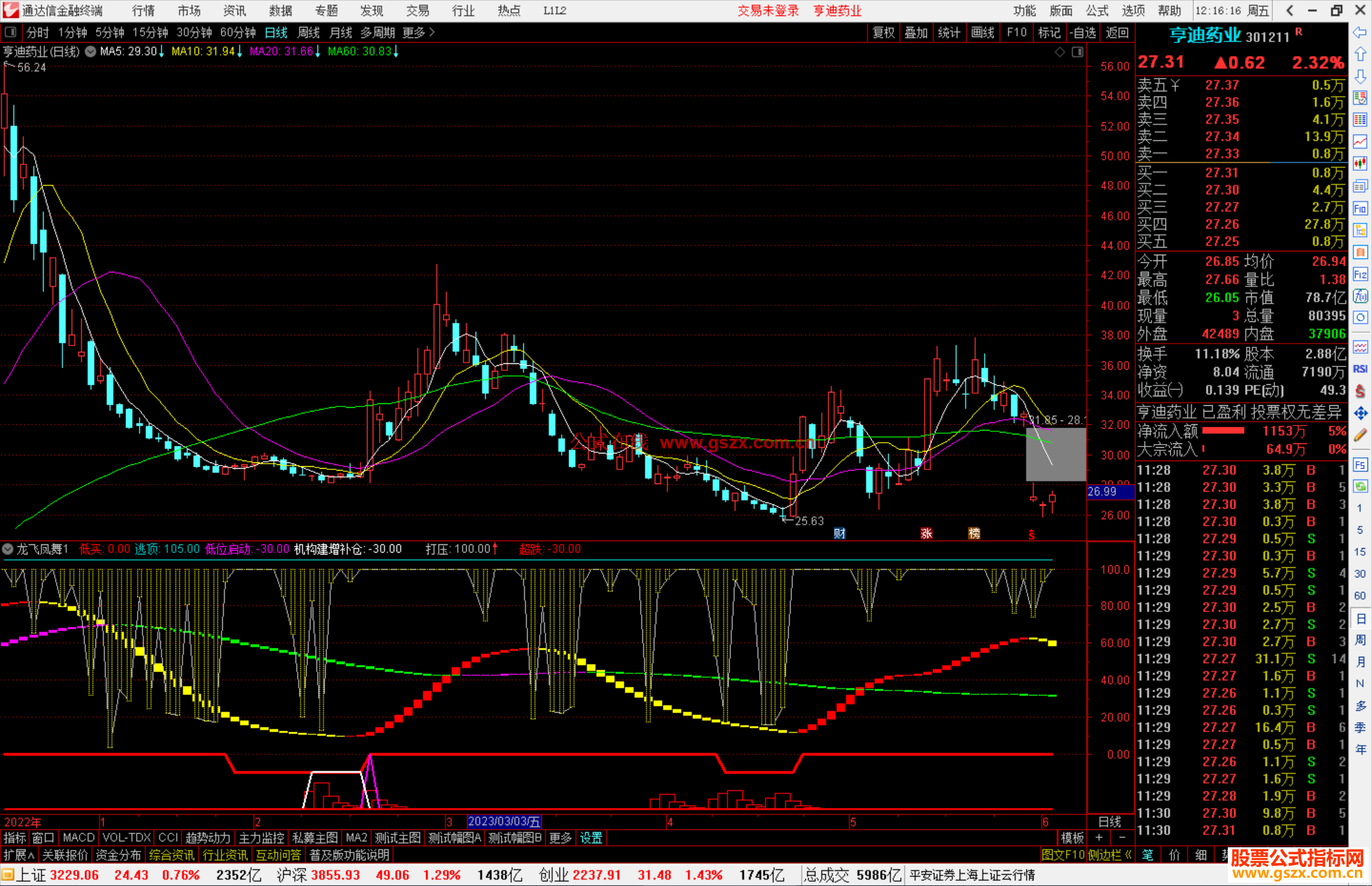 通达信龙飞凤舞副图指标+选股公式开源