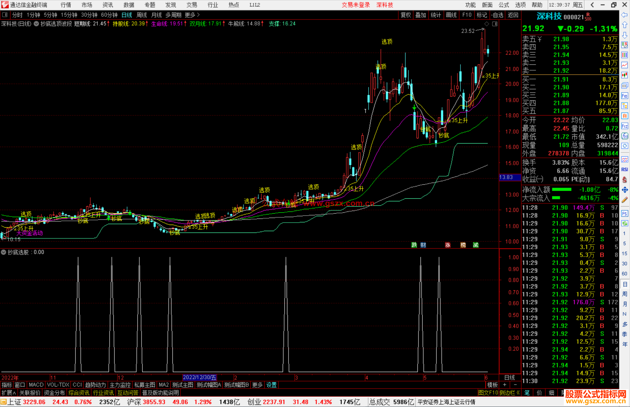 通达信抄底逃顶波段主图源码