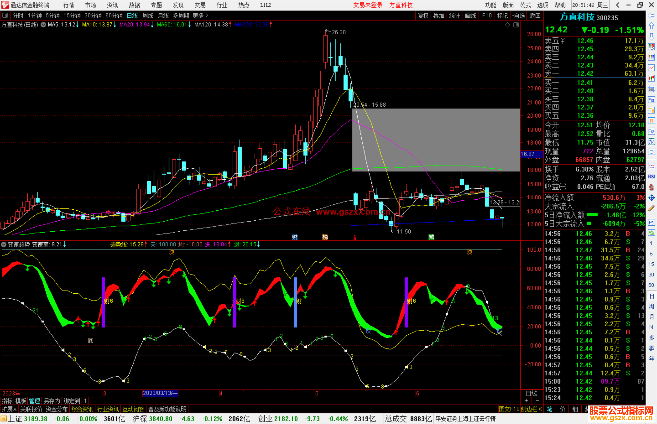 通达信变速趋势指标公式源码副图
