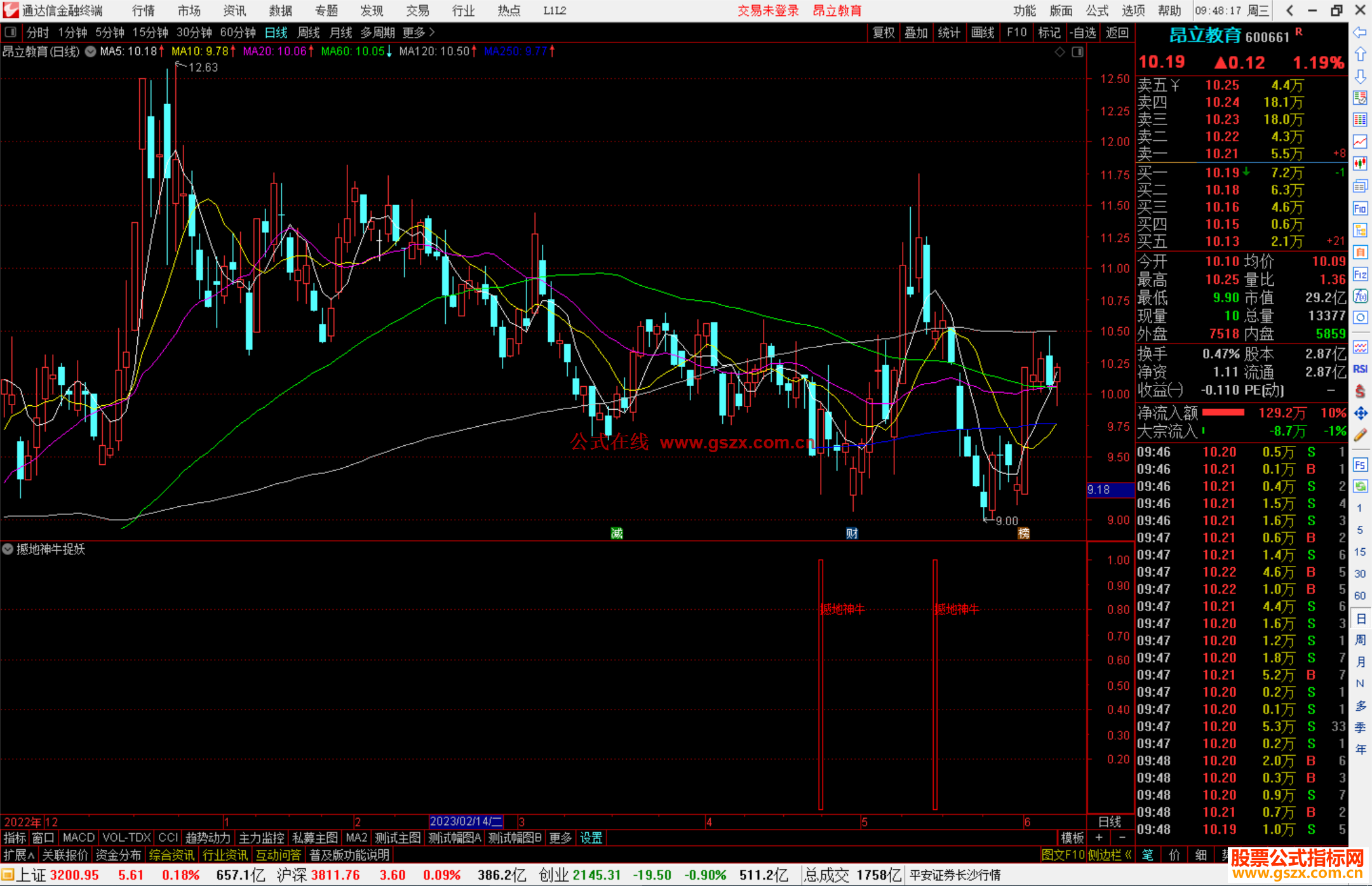 通达信撼地神牛捉妖副图指标源码
