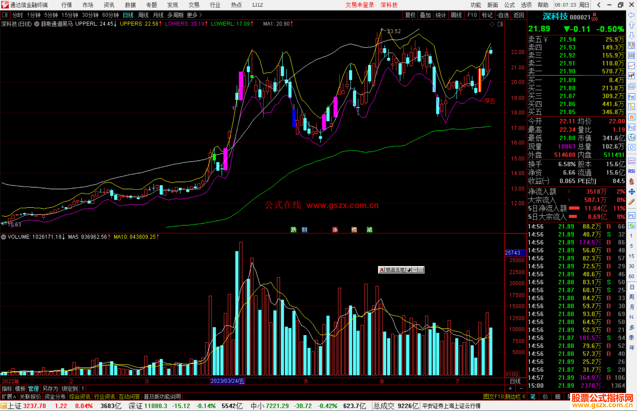 通达信薛斯通道黑马启动主图指标公式