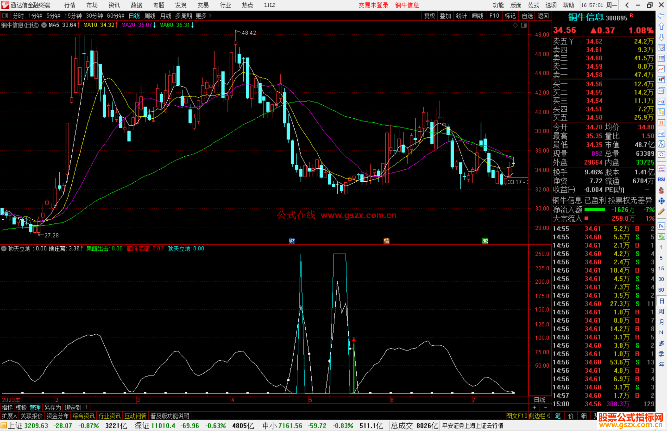 通达信顶天立地，经典指标，瞄准底部 果断买入 副图+选股