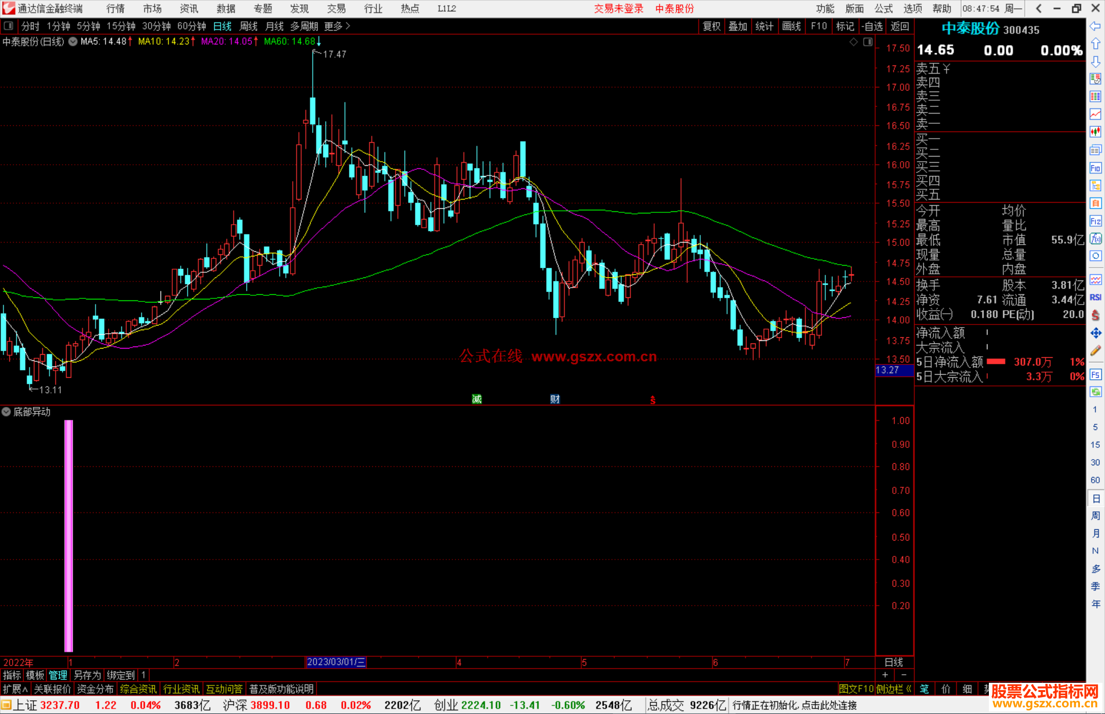 通达信底部异动指标公式源码副图
