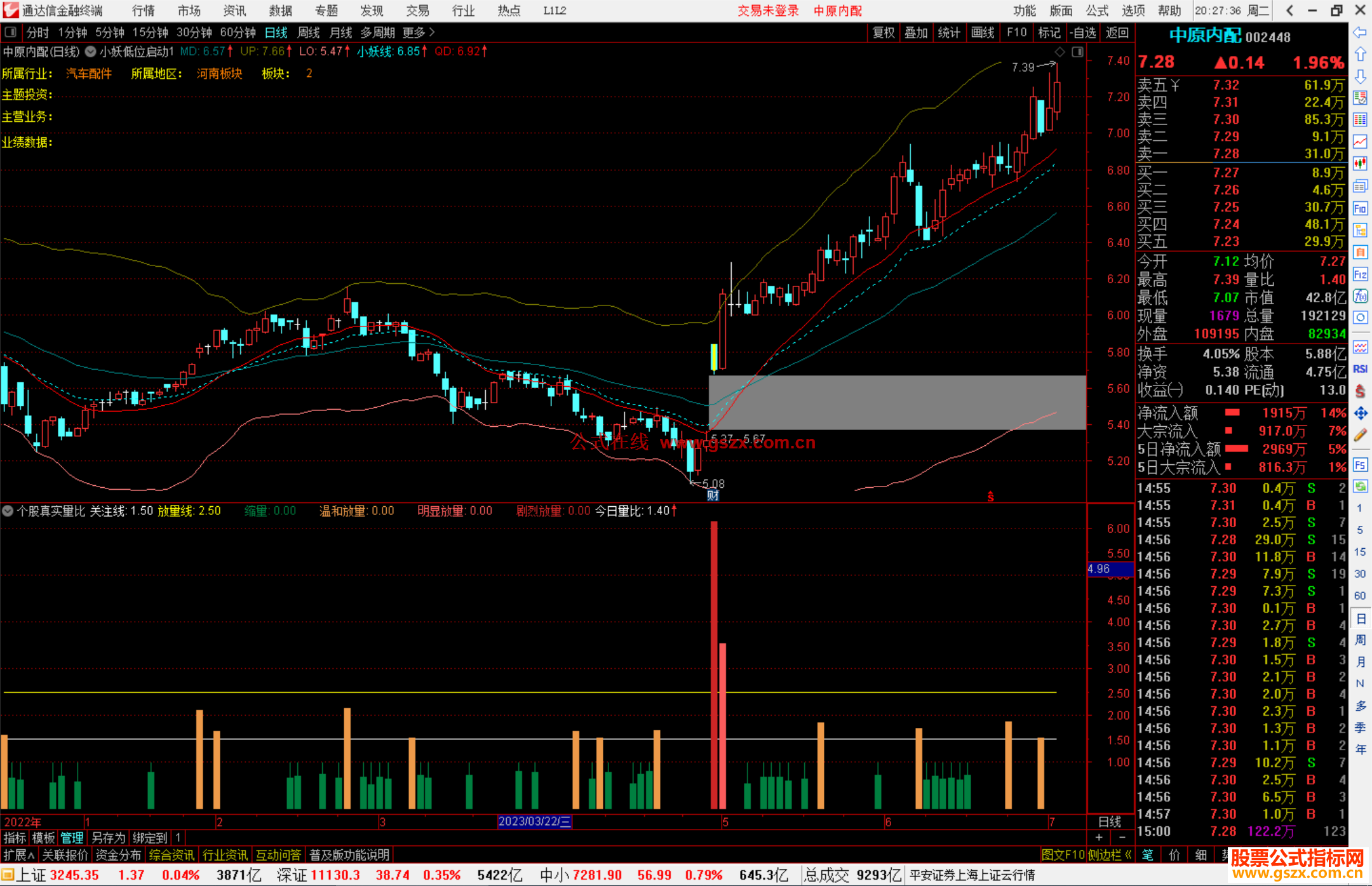 通达信个股真实量比指标公式源码副图
