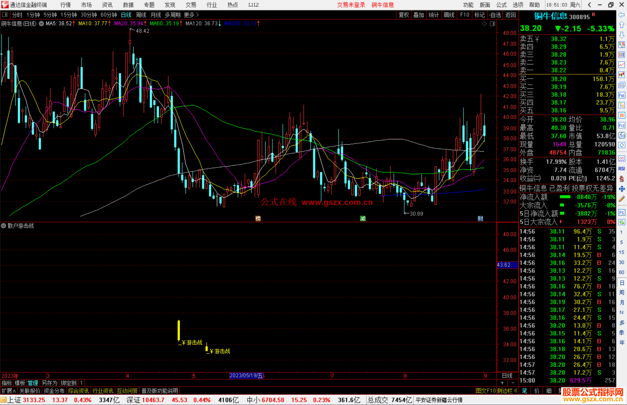 通达信散户游击战指标副图 码