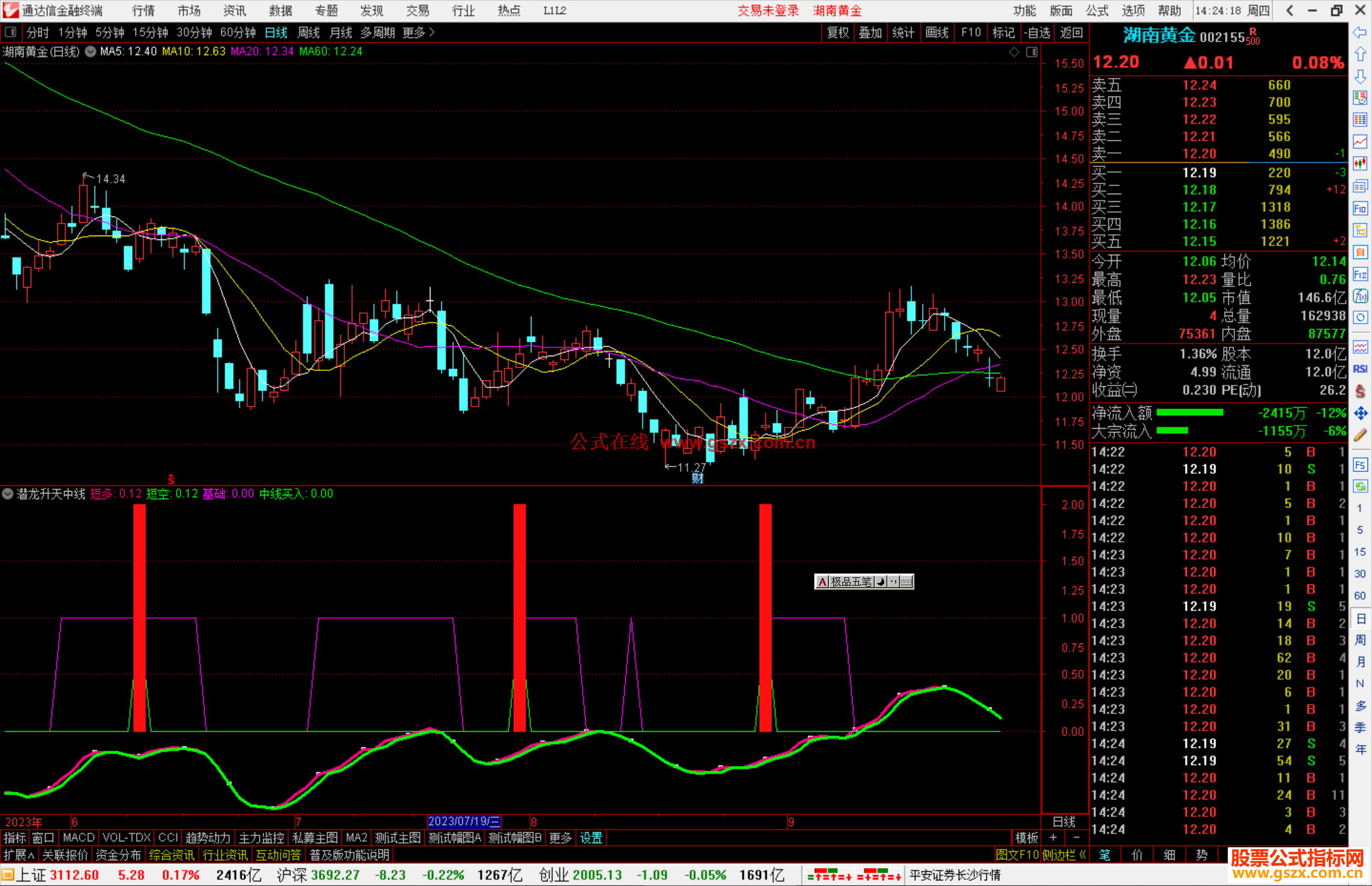 通达信潜龙升天中线指标公式源码副图