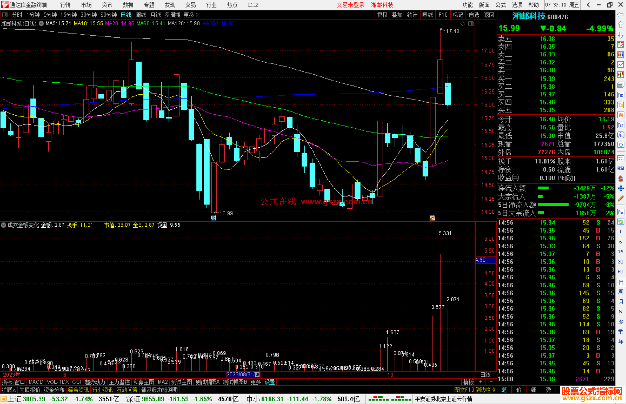 通达信成交金额变化指标公式